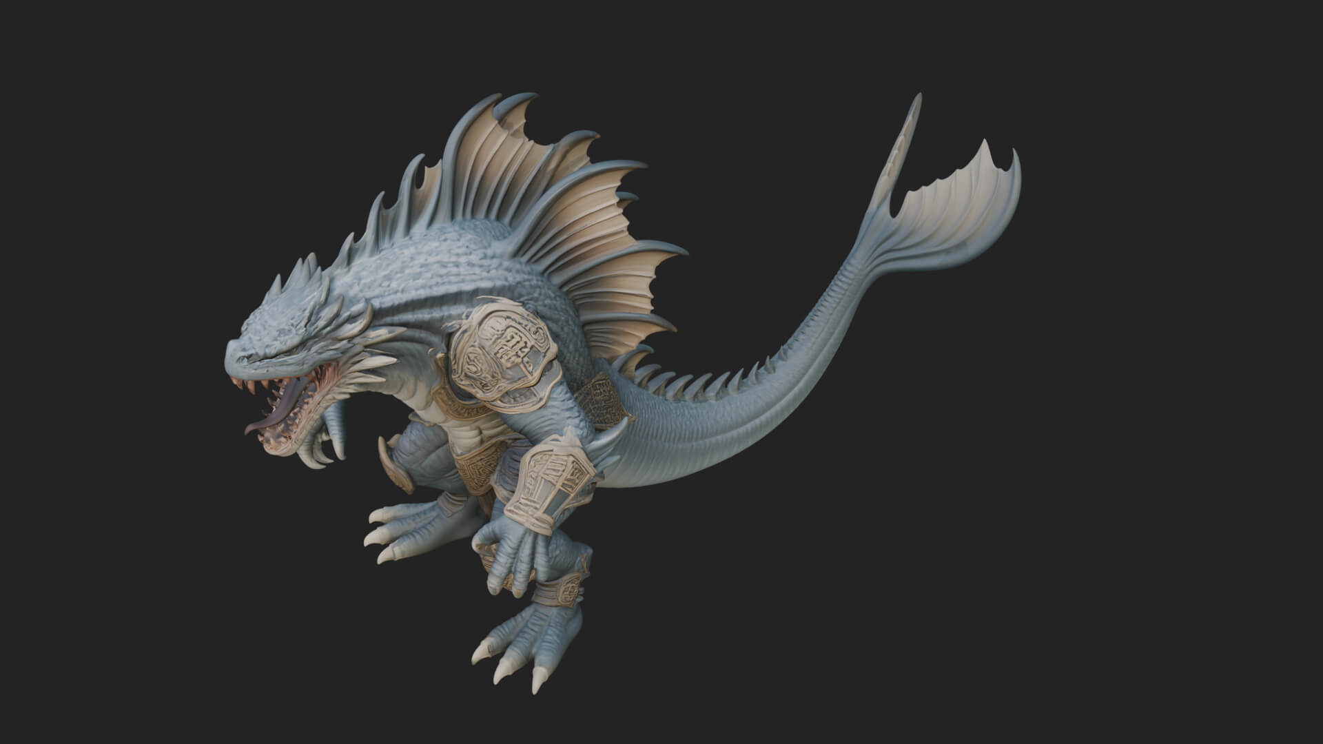 Sea Serpent Dragon Statue Design 4 3D Print Model 3D Model