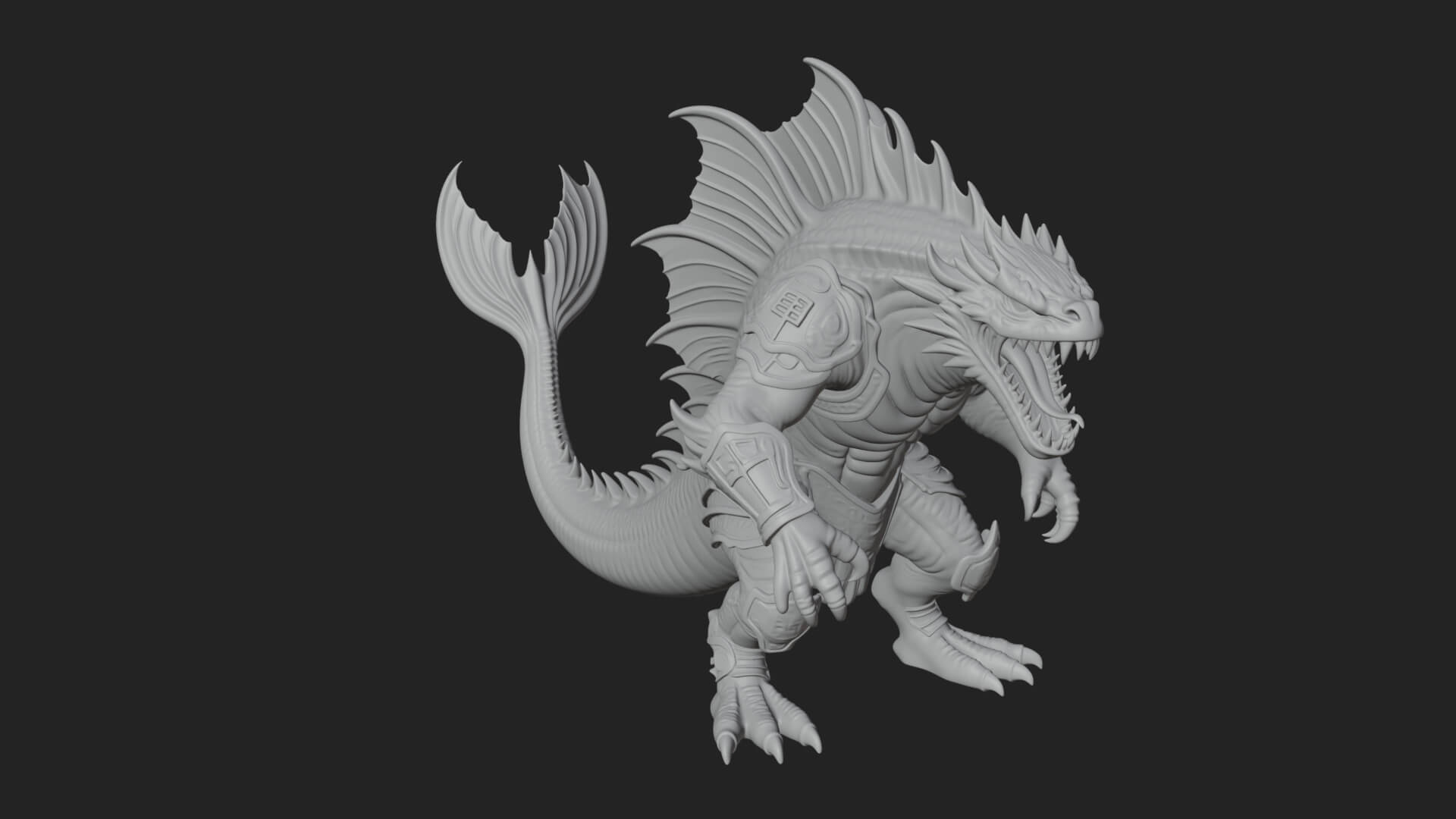 Sea Serpent Dragon Statue Design 4 3D Print Model 3D Model