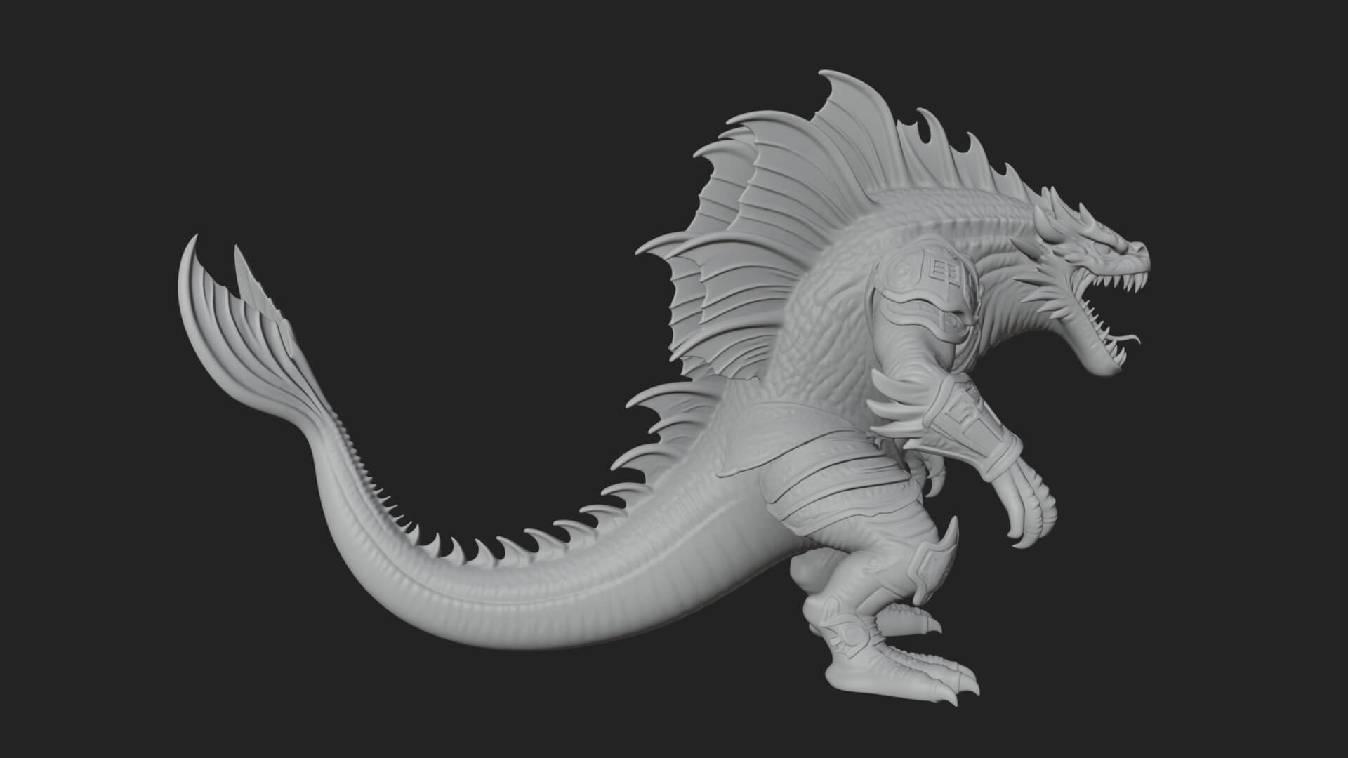 Sea Serpent Dragon Statue Design 4 3D Print Model 3D Model