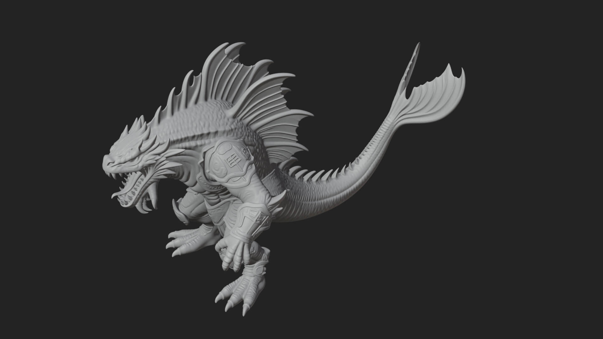 Sea Serpent Dragon Statue Design 4 3D Print Model 3D Model