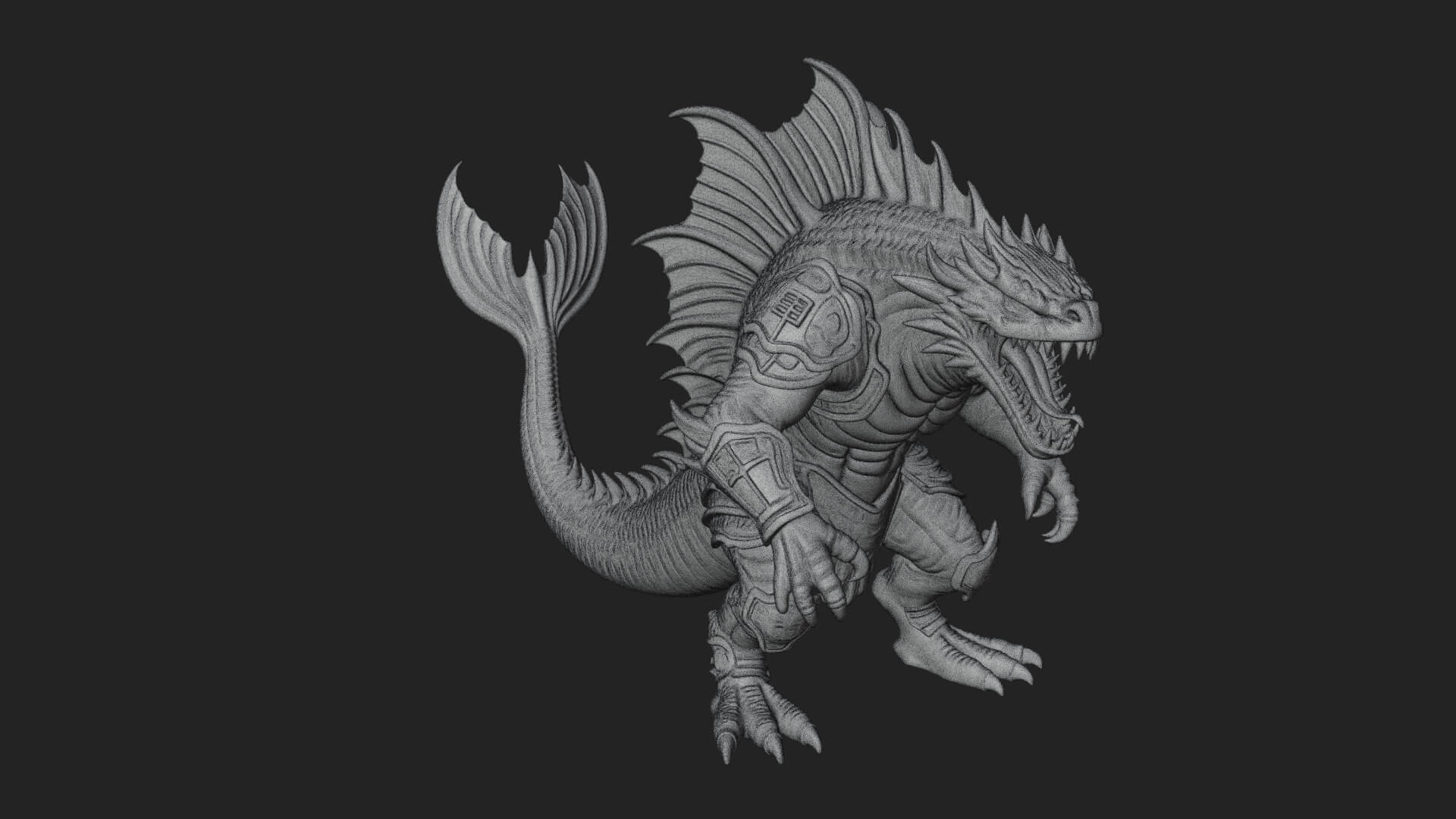 Sea Serpent Dragon Statue Design 4 3D Print Model 3D Model