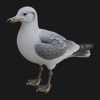 Seagull Bird Statue Design 2 3D Print Model