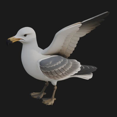 Seagull Bird Statue Design 3 3D Print Model