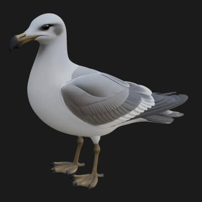 Seagull Bird Statue Design 4 3D Print Model