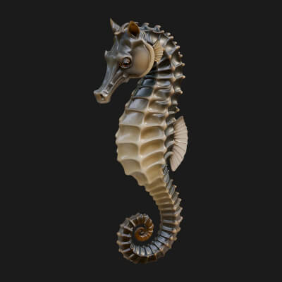 Seahorse Statue Design 2 3D Print Model
