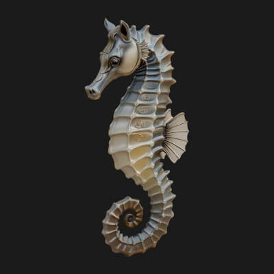 Seahorse Statue Design 3 3D Print Model