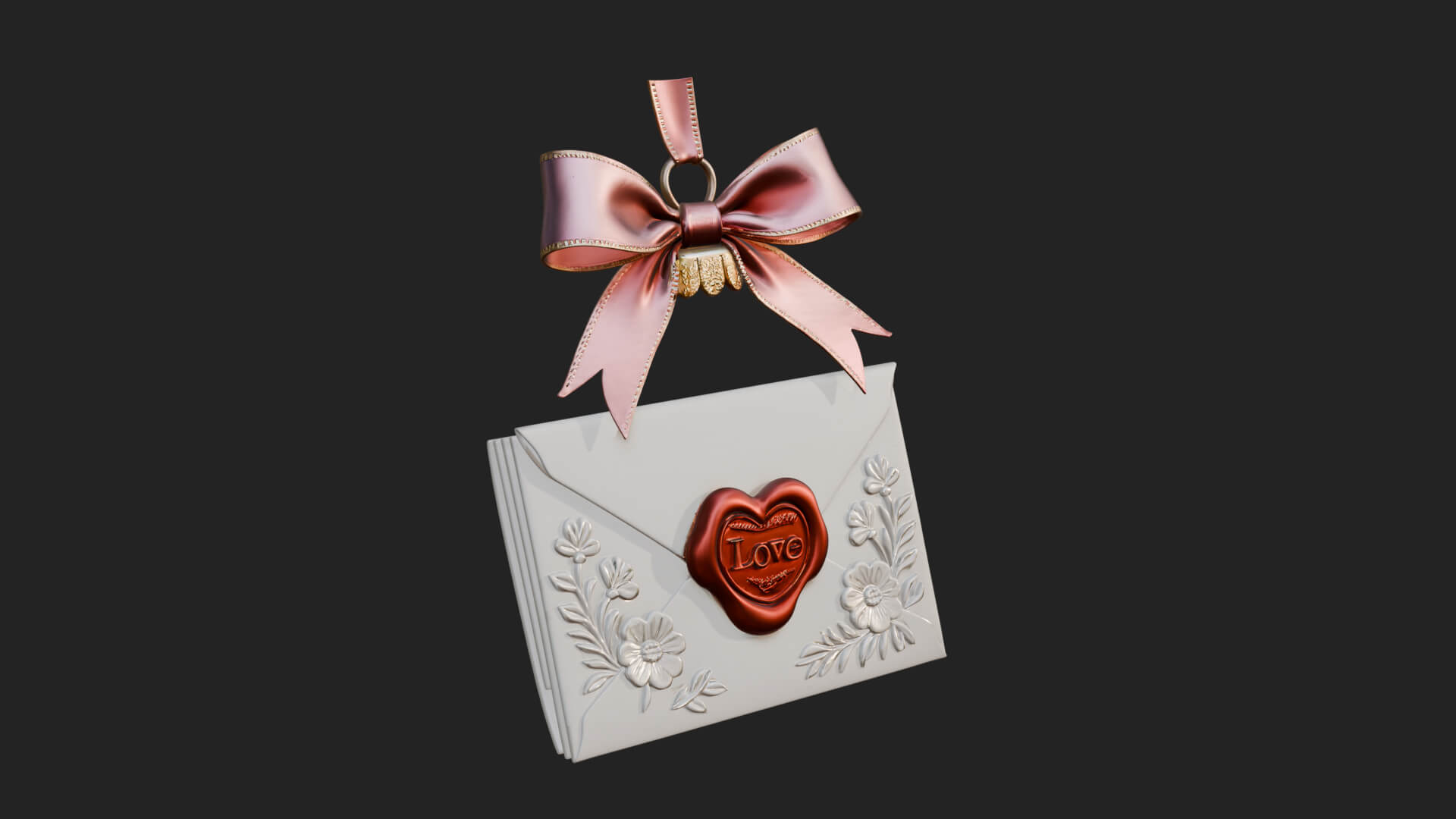 Sealed Love Letter Ornament Design 2 3D Print Model 3D Model