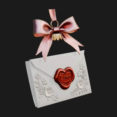 Sealed Love Letter Ornament Design 2 3D Print Model
