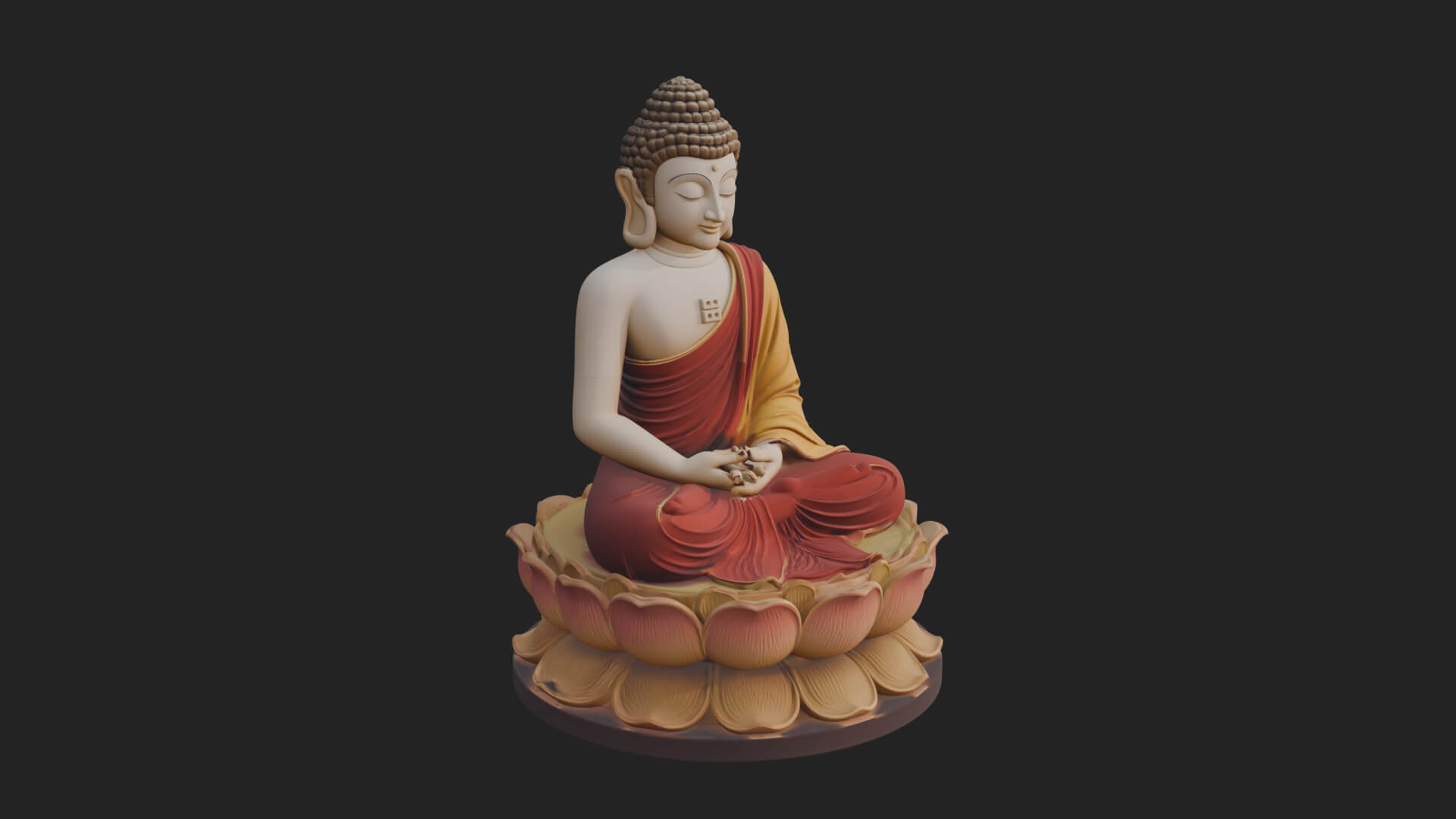 Seated Buddha on Lotus Statue Design 10 3D Print Model 3D Model
