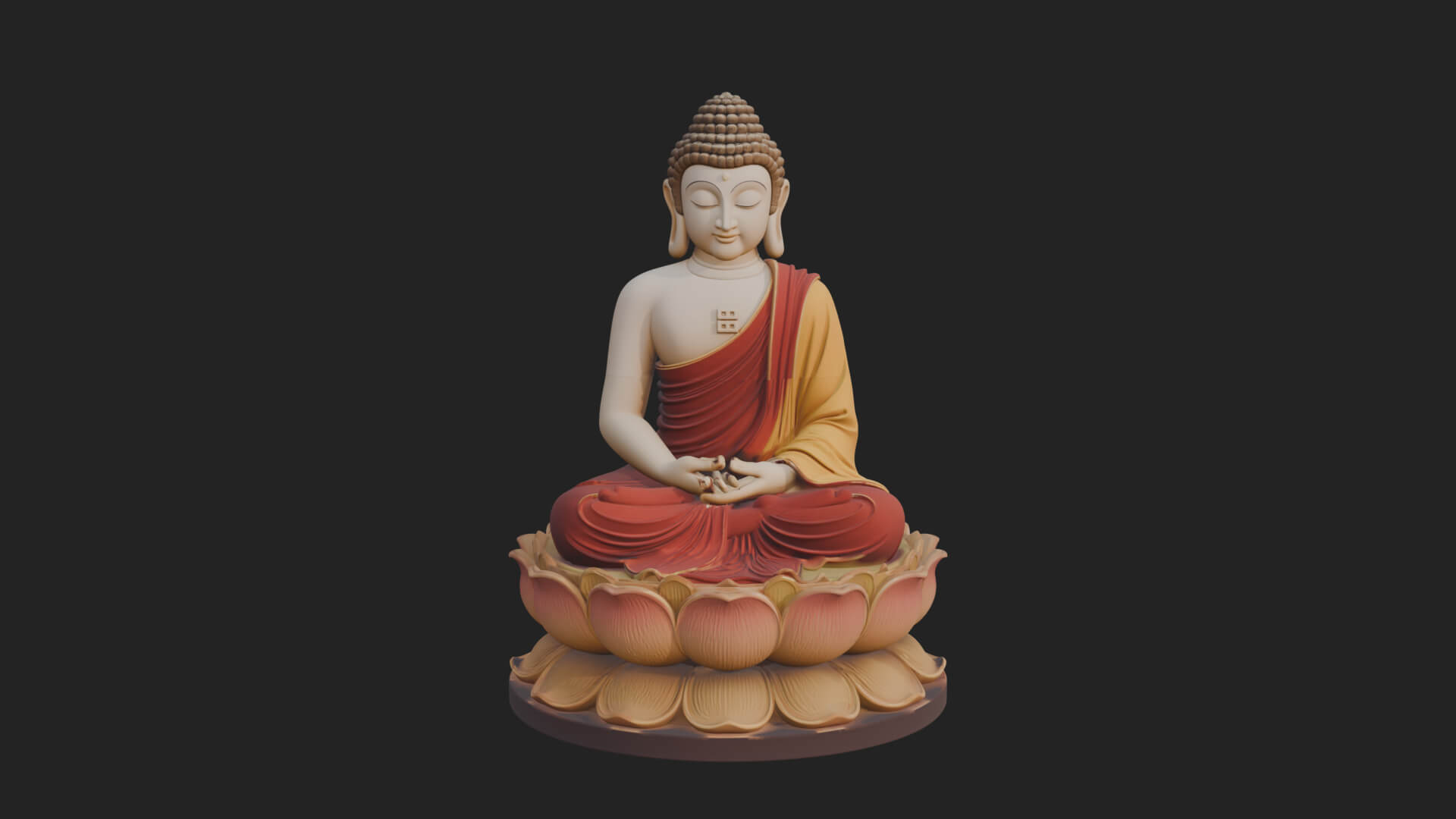 Seated Buddha on Lotus Statue Design 10 3D Print Model 3D Model