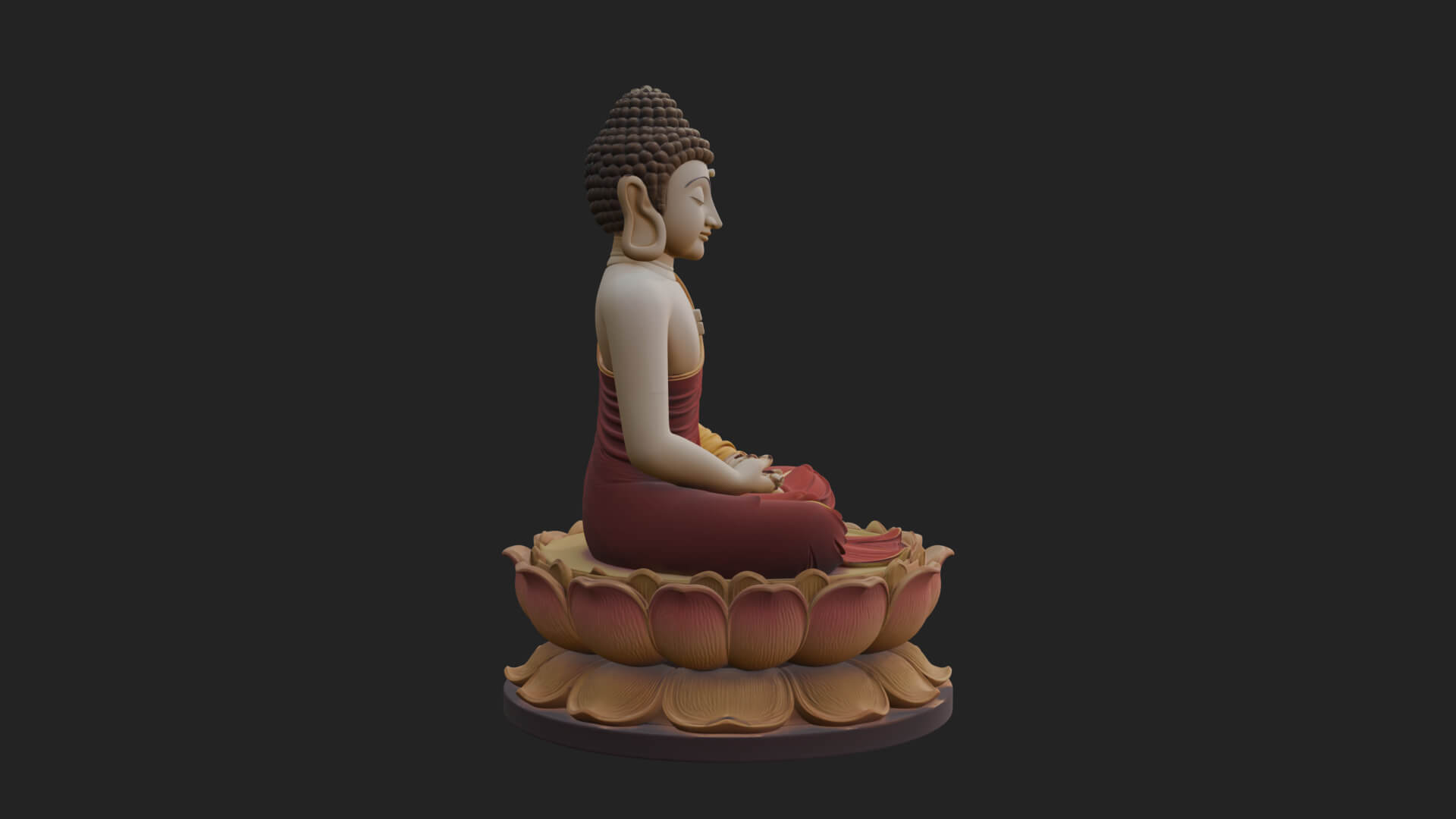 Seated Buddha on Lotus Statue Design 10 3D Print Model 3D Model