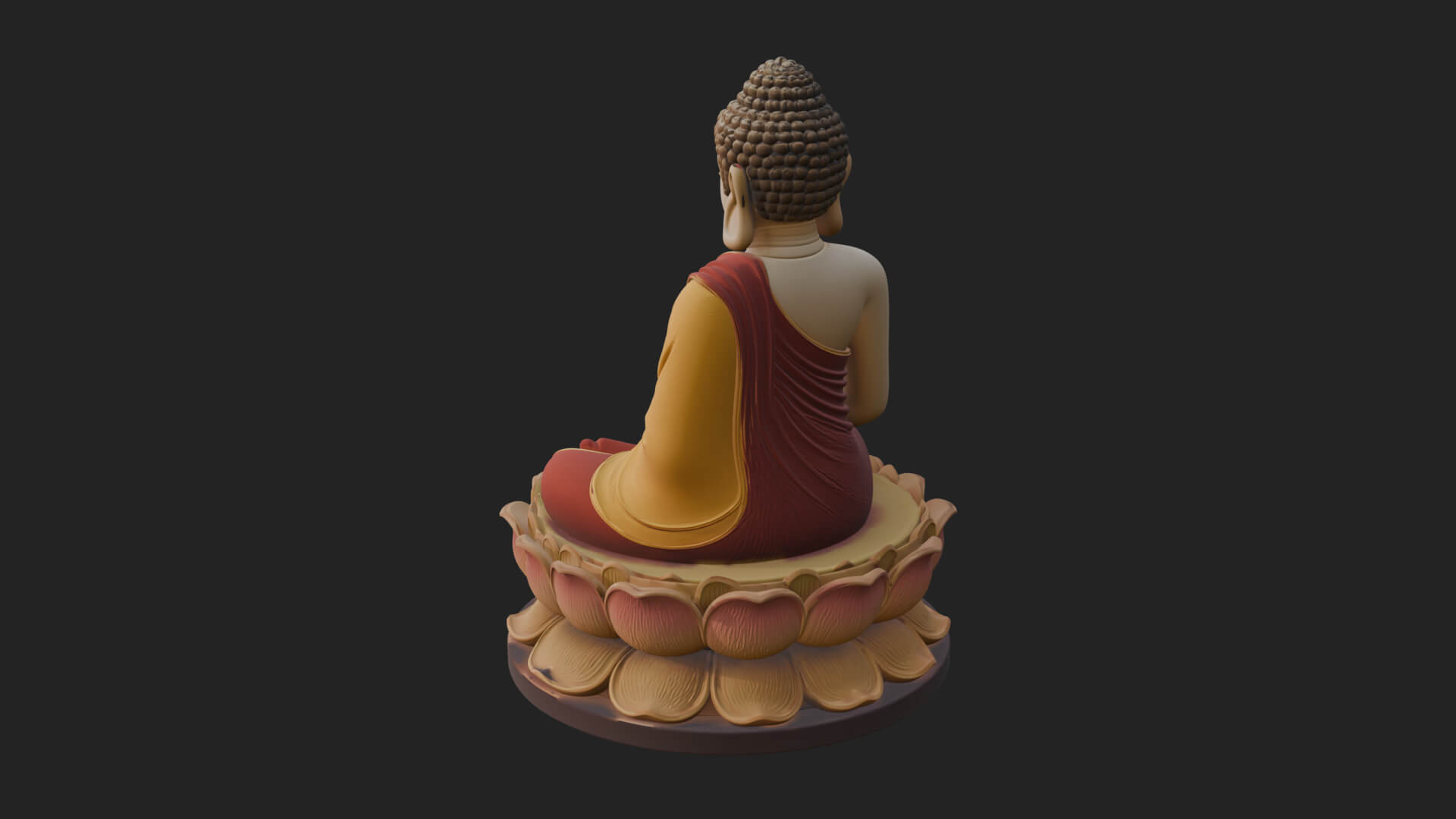 Seated Buddha on Lotus Statue Design 10 3D Print Model 3D Model