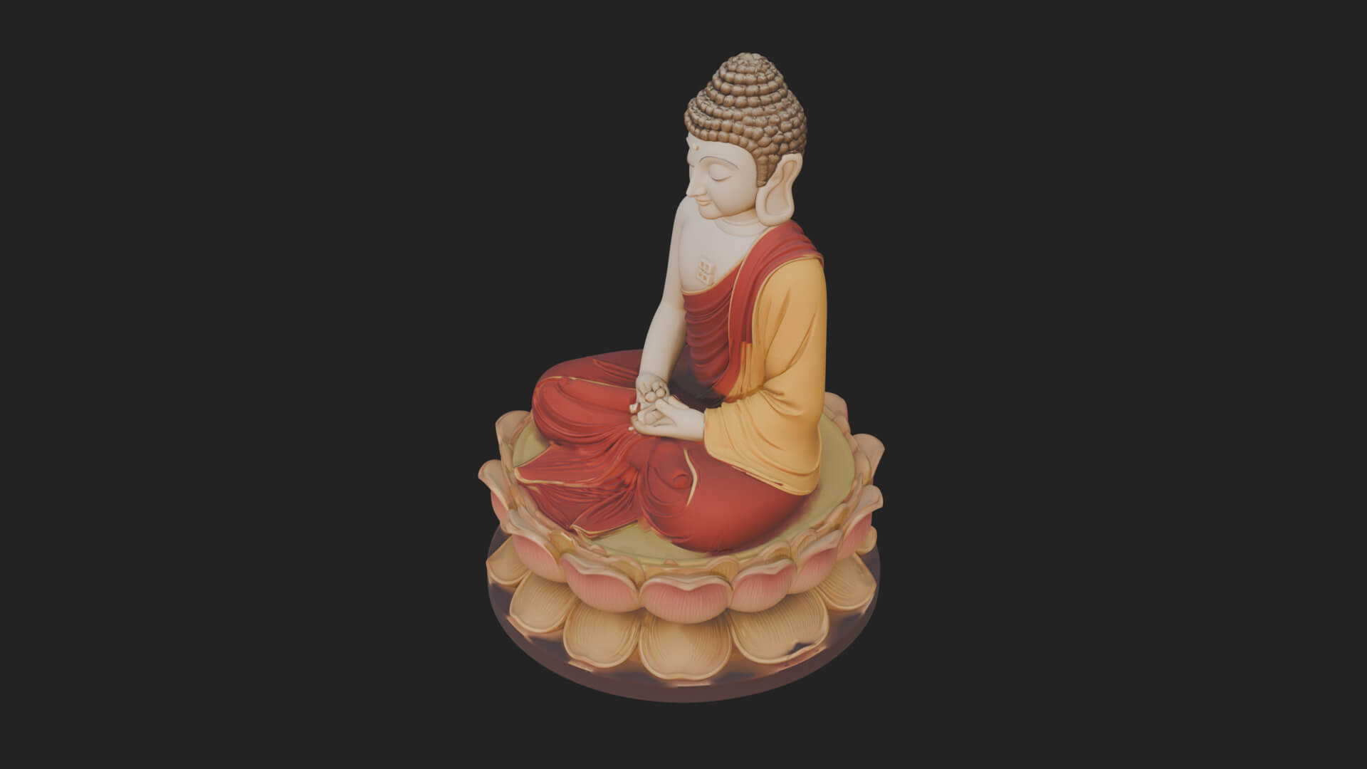 Seated Buddha on Lotus Statue Design 10 3D Print Model 3D Model
