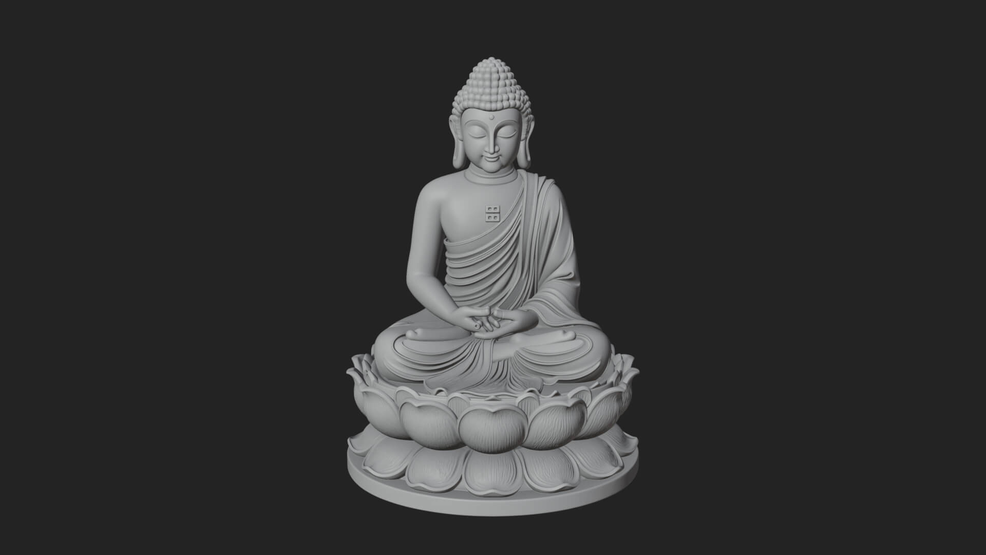 Seated Buddha on Lotus Statue Design 10 3D Print Model 3D Model