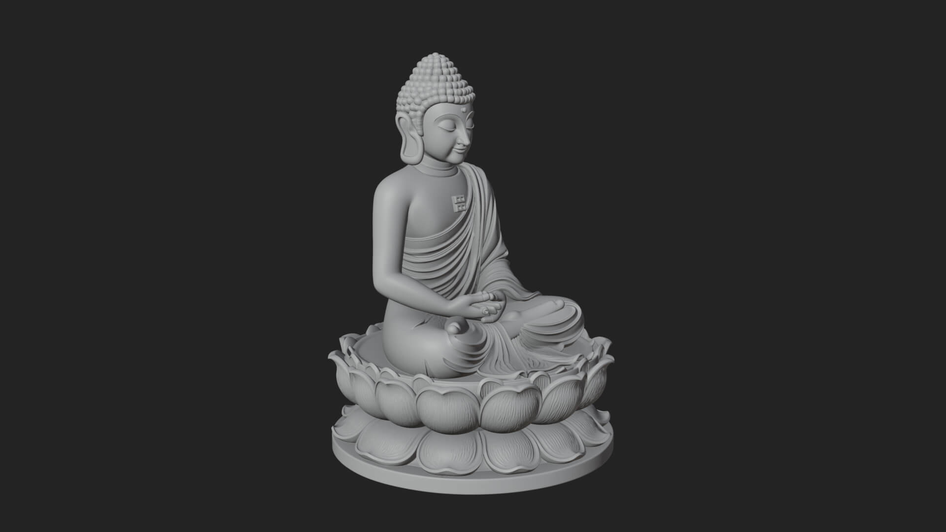 Seated Buddha on Lotus Statue Design 10 3D Print Model 3D Model