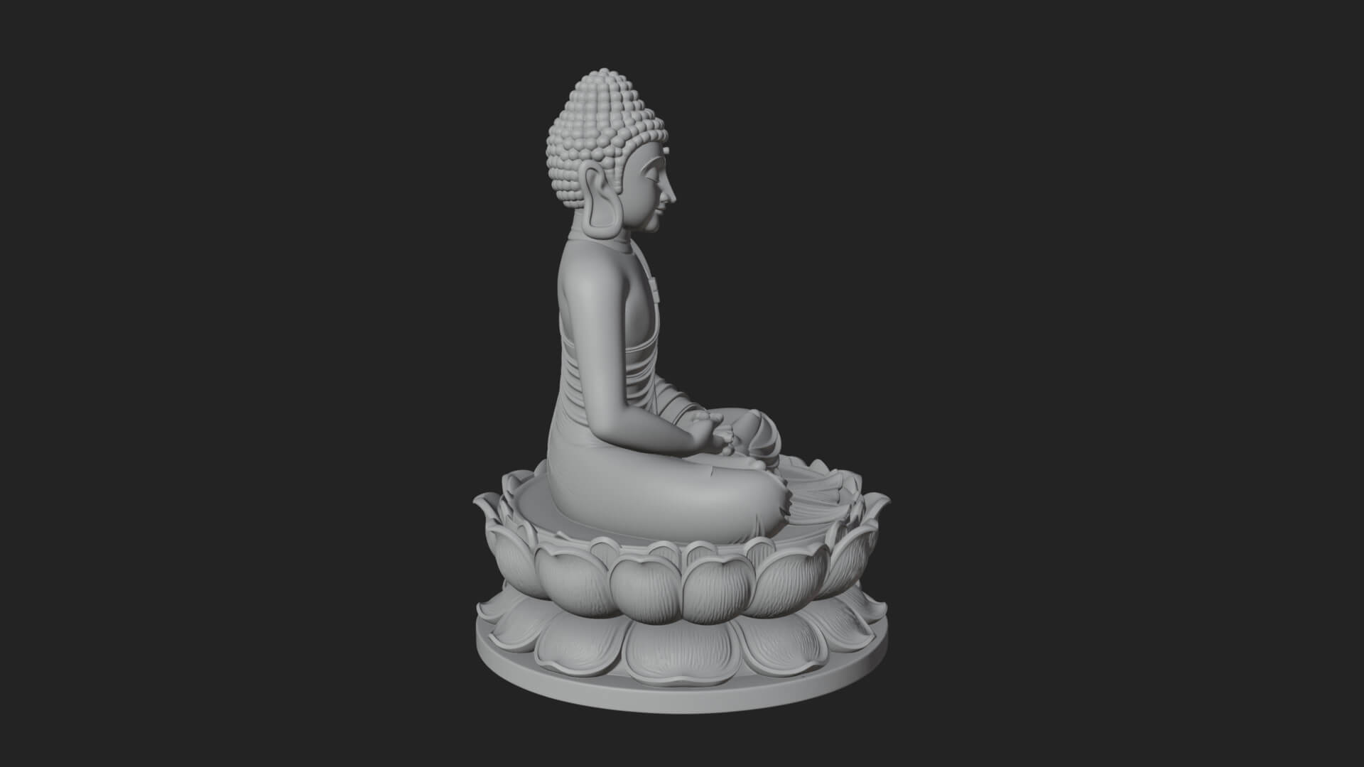 Seated Buddha on Lotus Statue Design 10 3D Print Model 3D Model