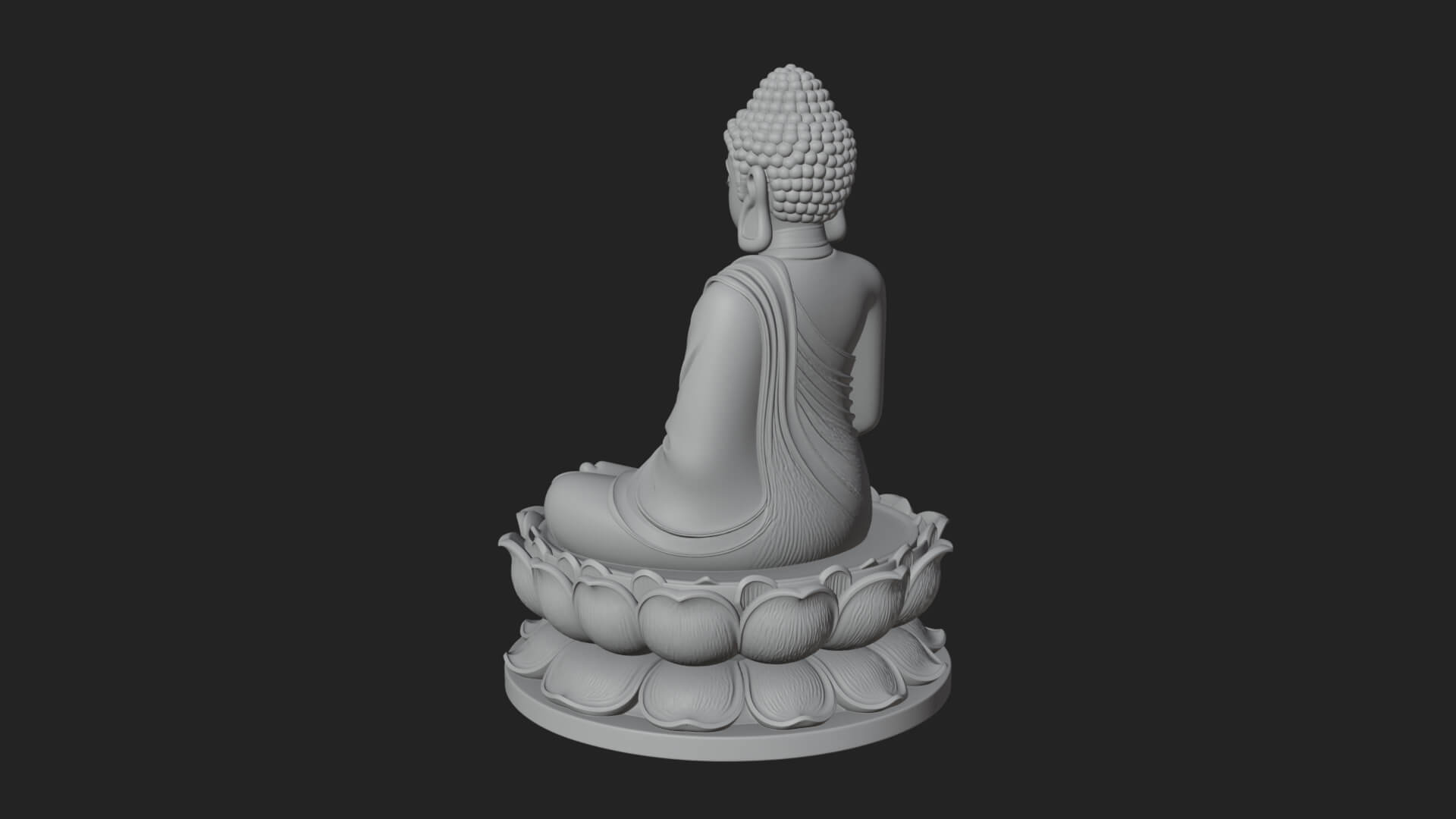 Seated Buddha on Lotus Statue Design 10 3D Print Model 3D Model