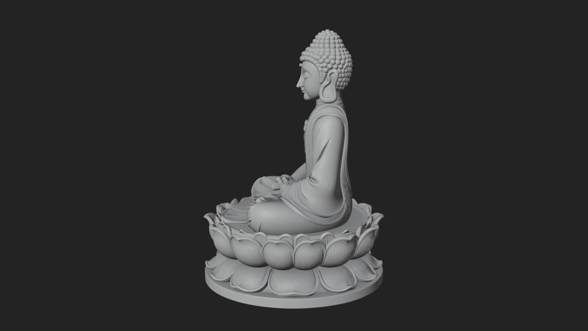 Seated Buddha on Lotus Statue Design 10 3D Print Model 3D Model