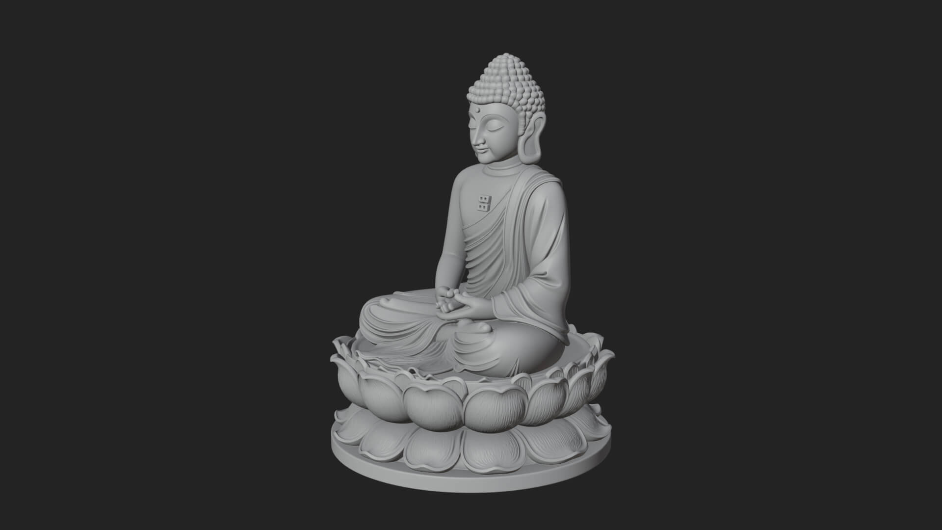 Seated Buddha on Lotus Statue Design 10 3D Print Model 3D Model