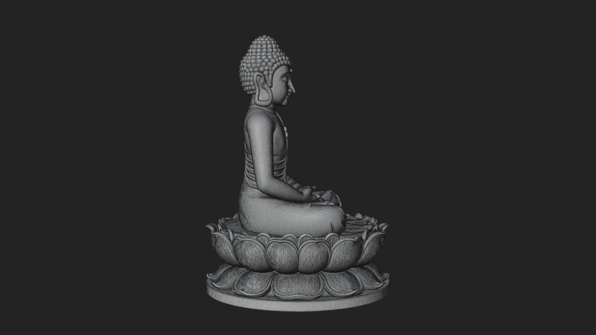 Seated Buddha on Lotus Statue Design 10 3D Print Model 3D Model
