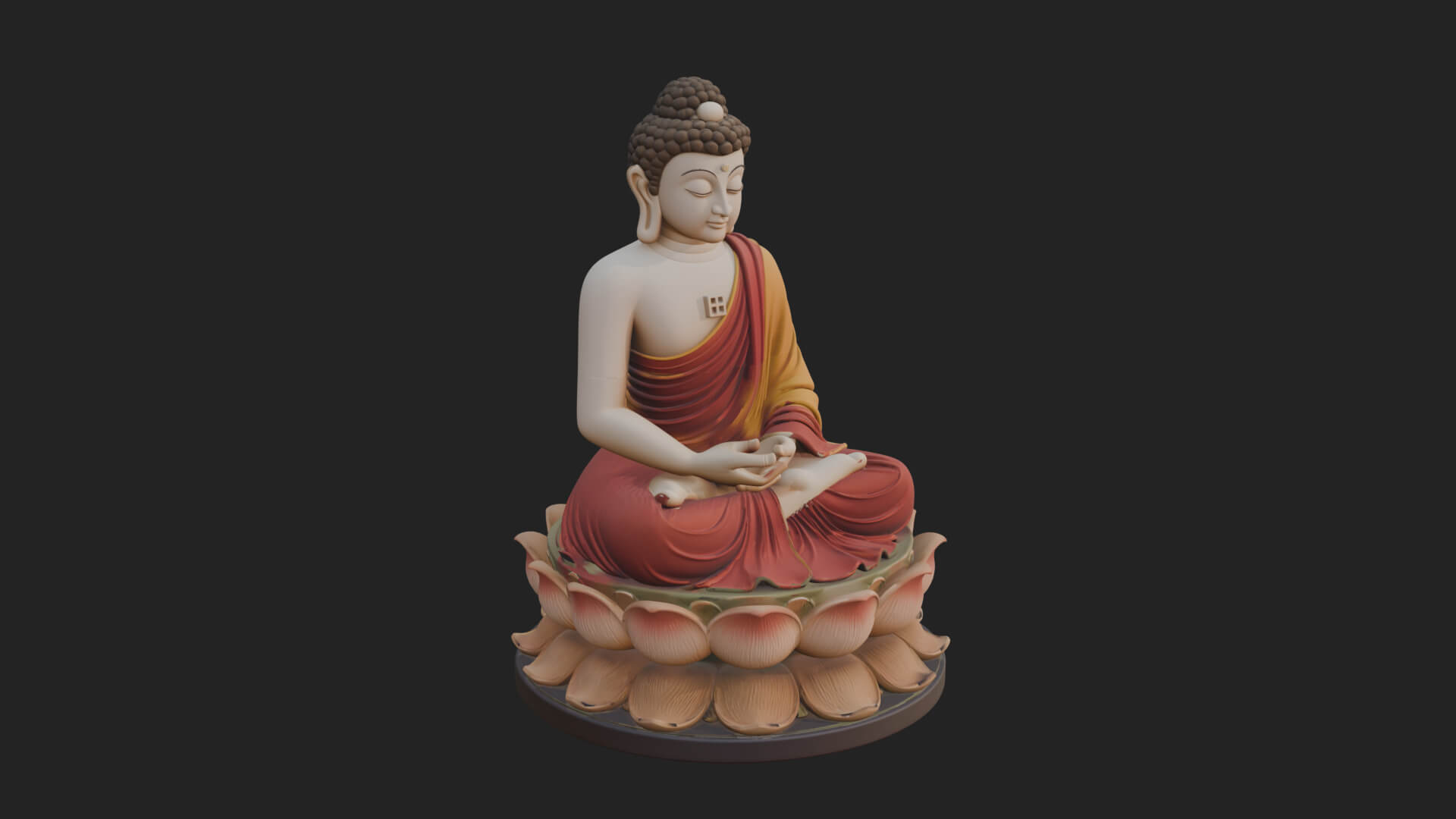Seated Buddha on Lotus Statue Design 11 3D Print Model 3D Model