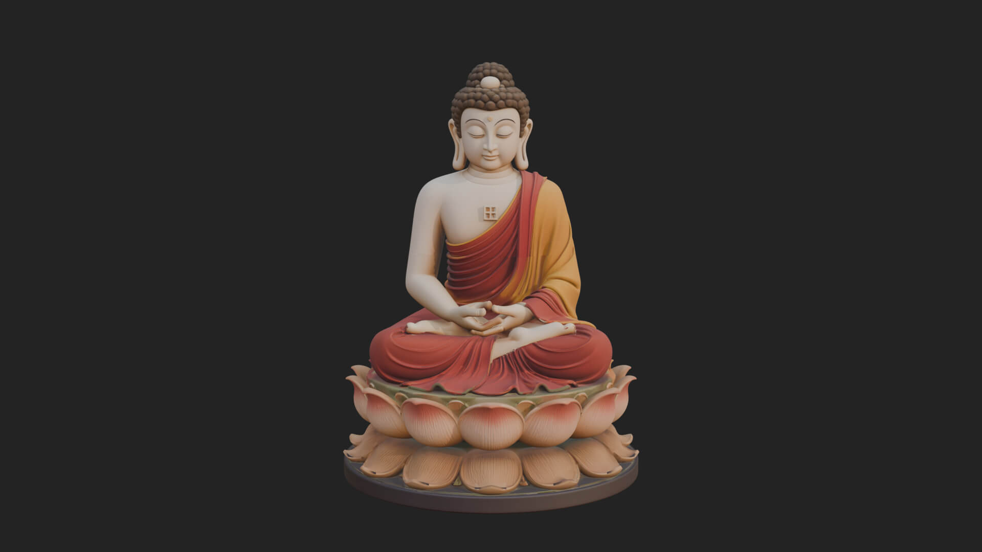 Seated Buddha on Lotus Statue Design 11 3D Print Model 3D Model