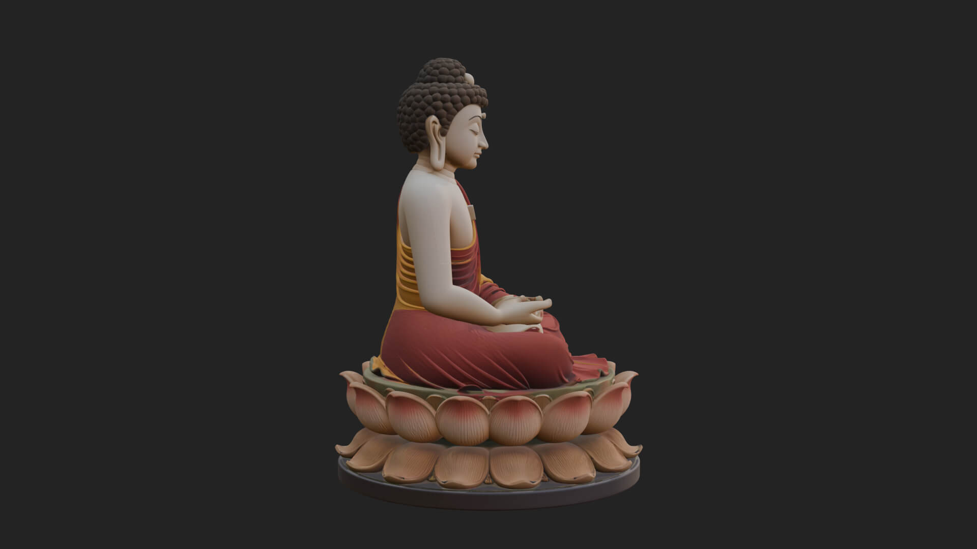 Seated Buddha on Lotus Statue Design 11 3D Print Model 3D Model