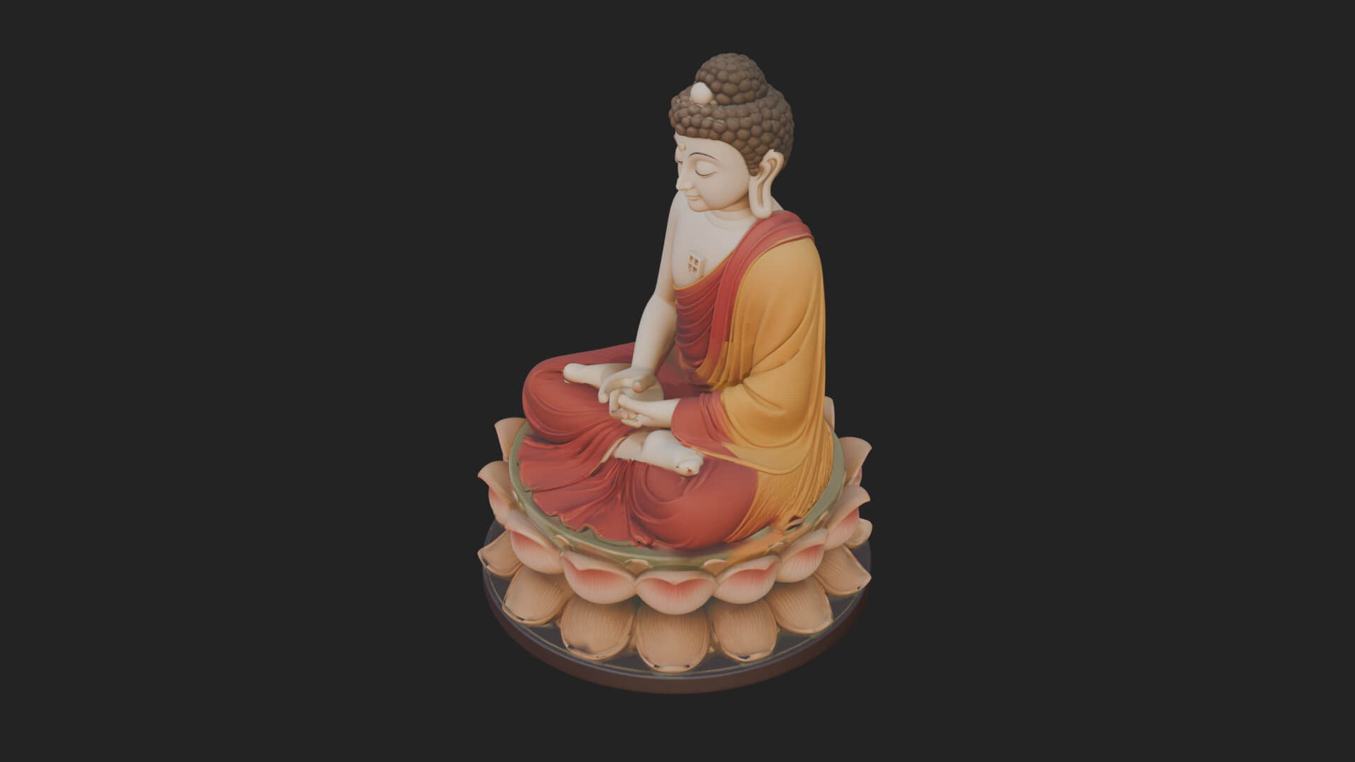 Seated Buddha on Lotus Statue Design 11 3D Print Model 3D Model