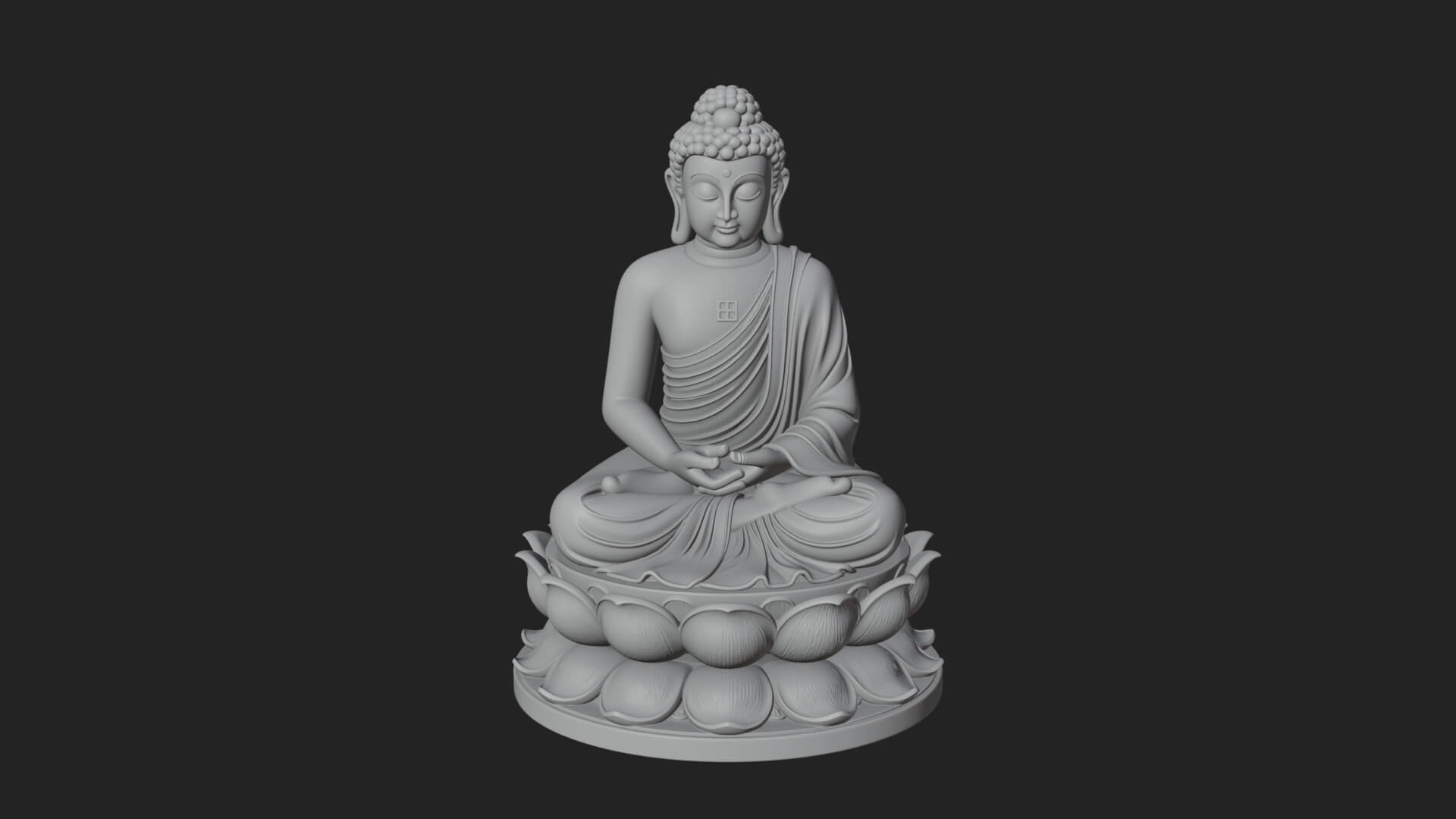 Seated Buddha on Lotus Statue Design 11 3D Print Model 3D Model