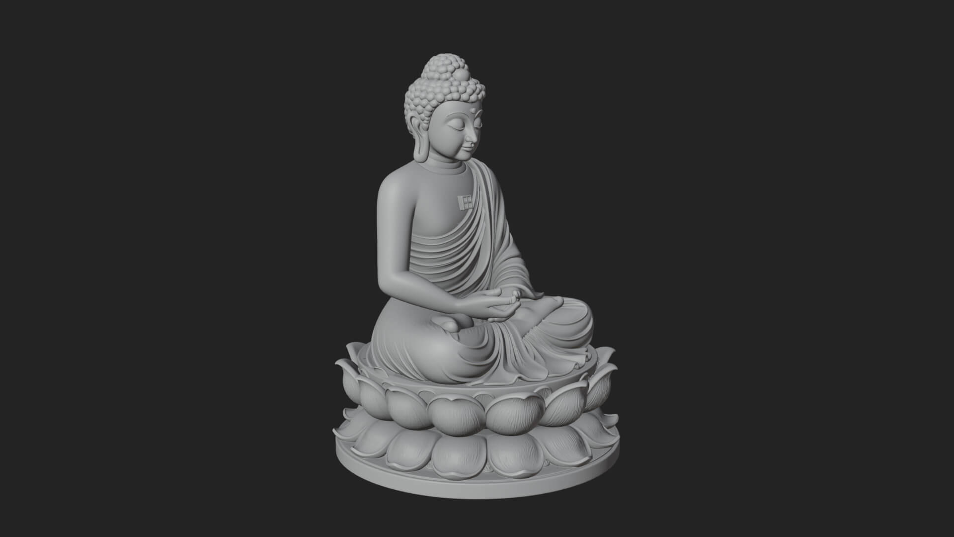 Seated Buddha on Lotus Statue Design 11 3D Print Model 3D Model