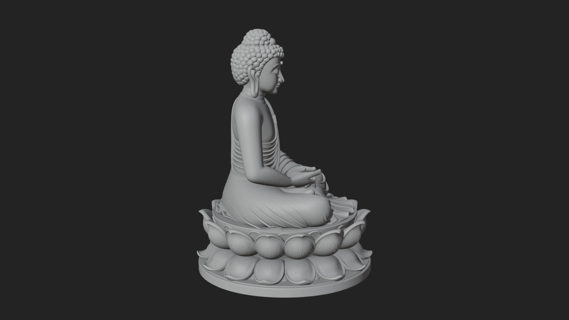 Seated Buddha on Lotus Statue Design 11 3D Print Model 3D Model