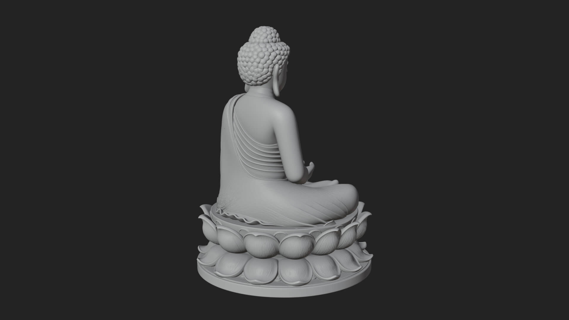 Seated Buddha on Lotus Statue Design 11 3D Print Model 3D Model