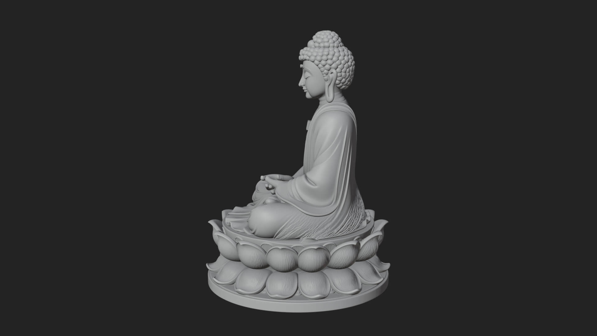 Seated Buddha on Lotus Statue Design 11 3D Print Model 3D Model