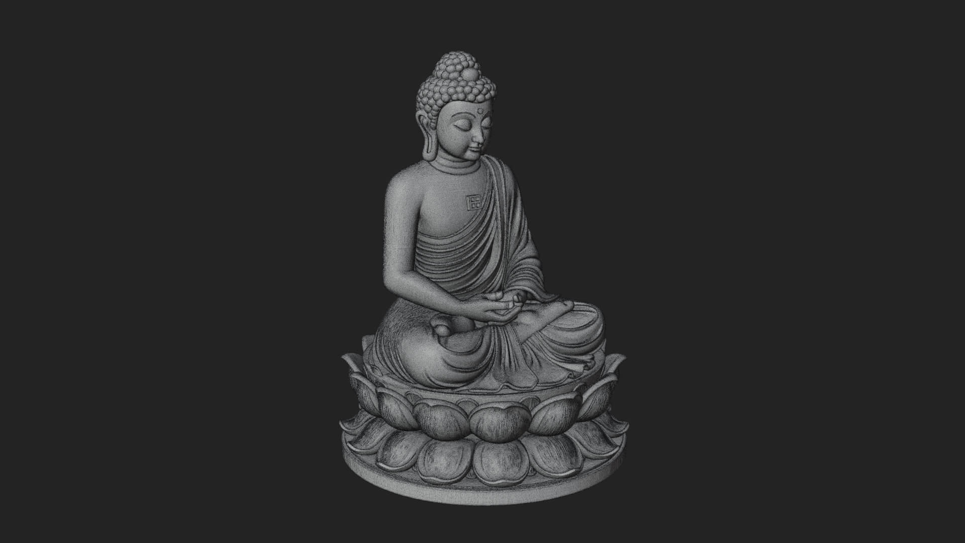 Seated Buddha on Lotus Statue Design 11 3D Print Model 3D Model
