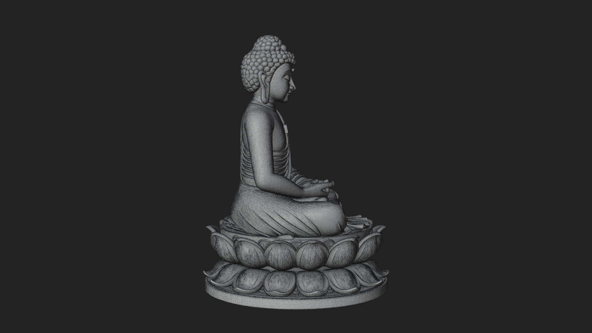 Seated Buddha on Lotus Statue Design 11 3D Print Model 3D Model