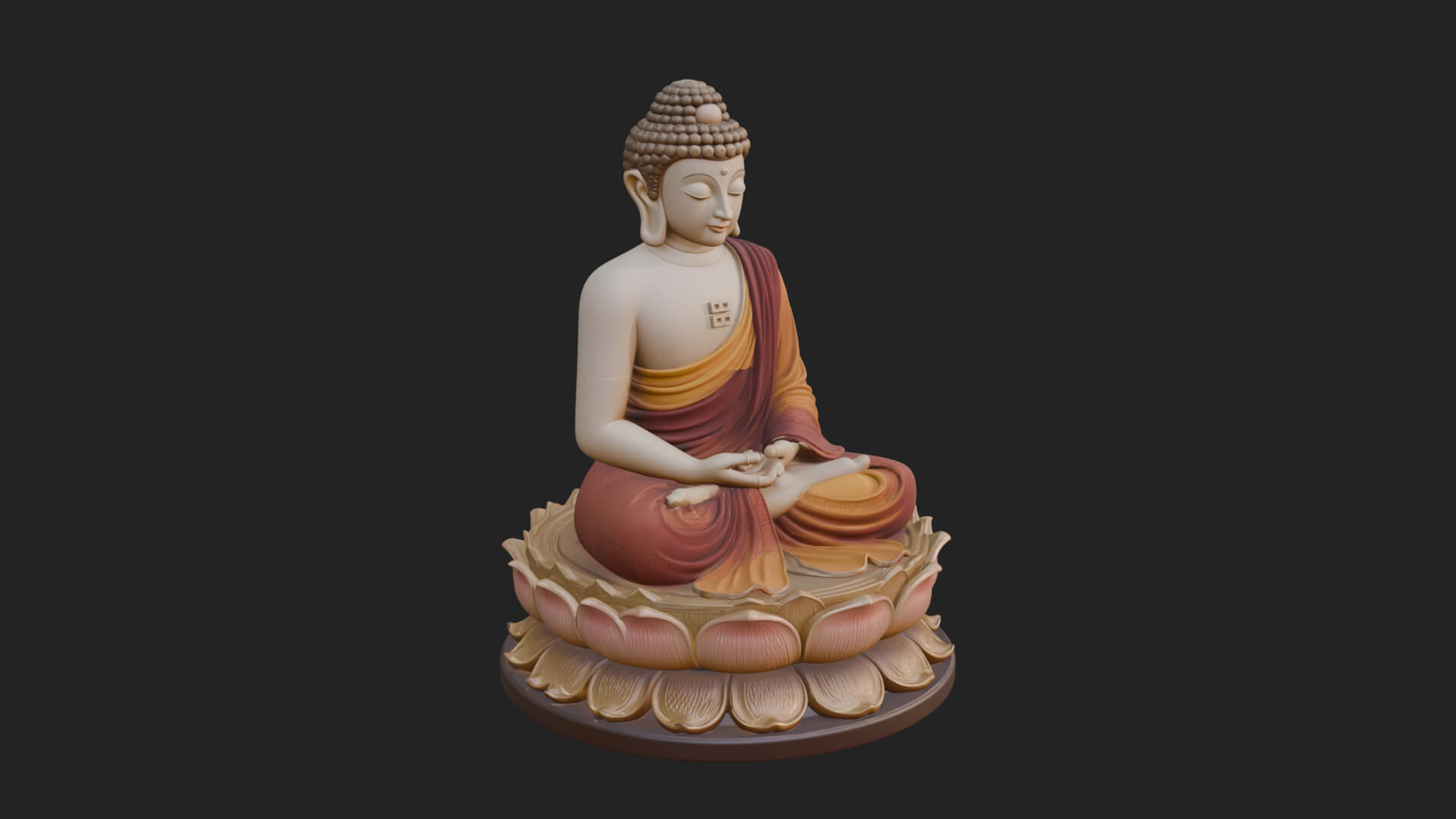 Seated Buddha on Lotus Statue Design 12 3D Print Model 3D Model