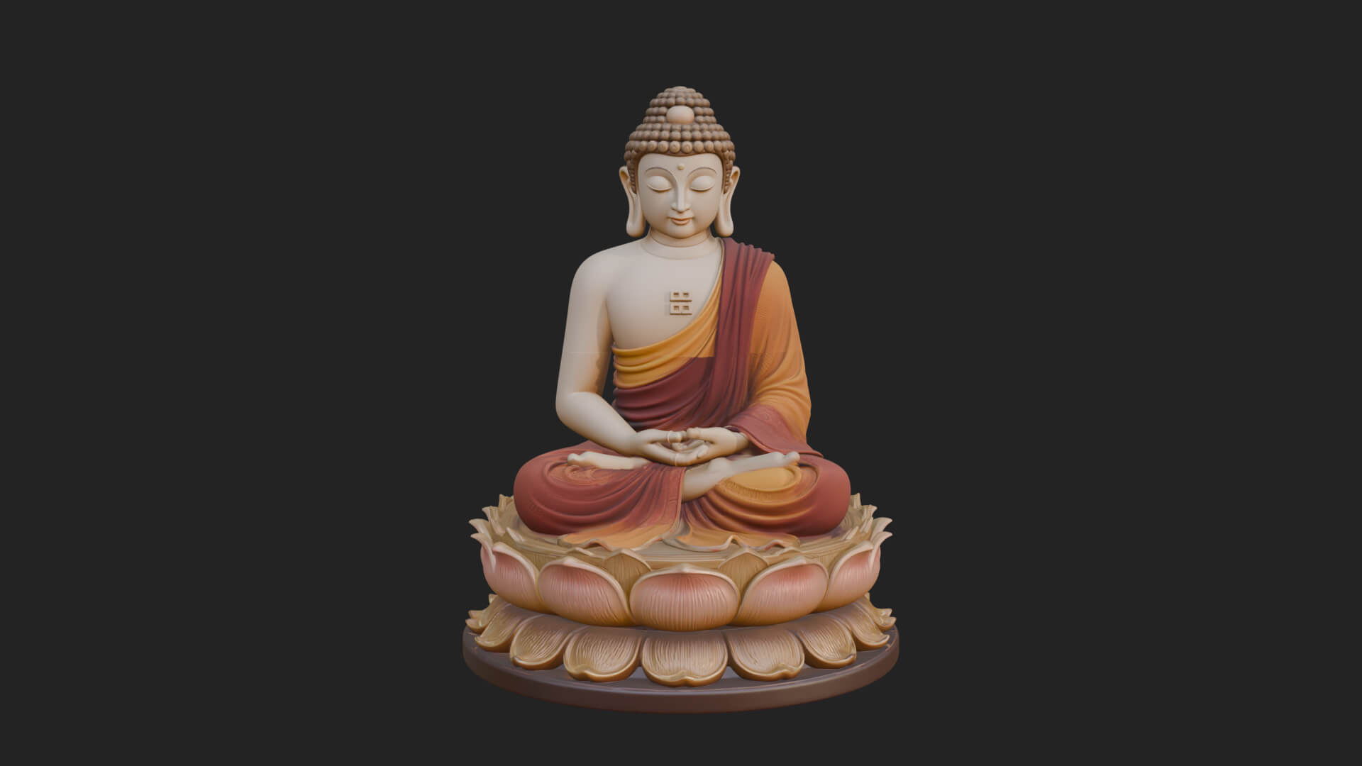 Seated Buddha on Lotus Statue Design 12 3D Print Model 3D Model