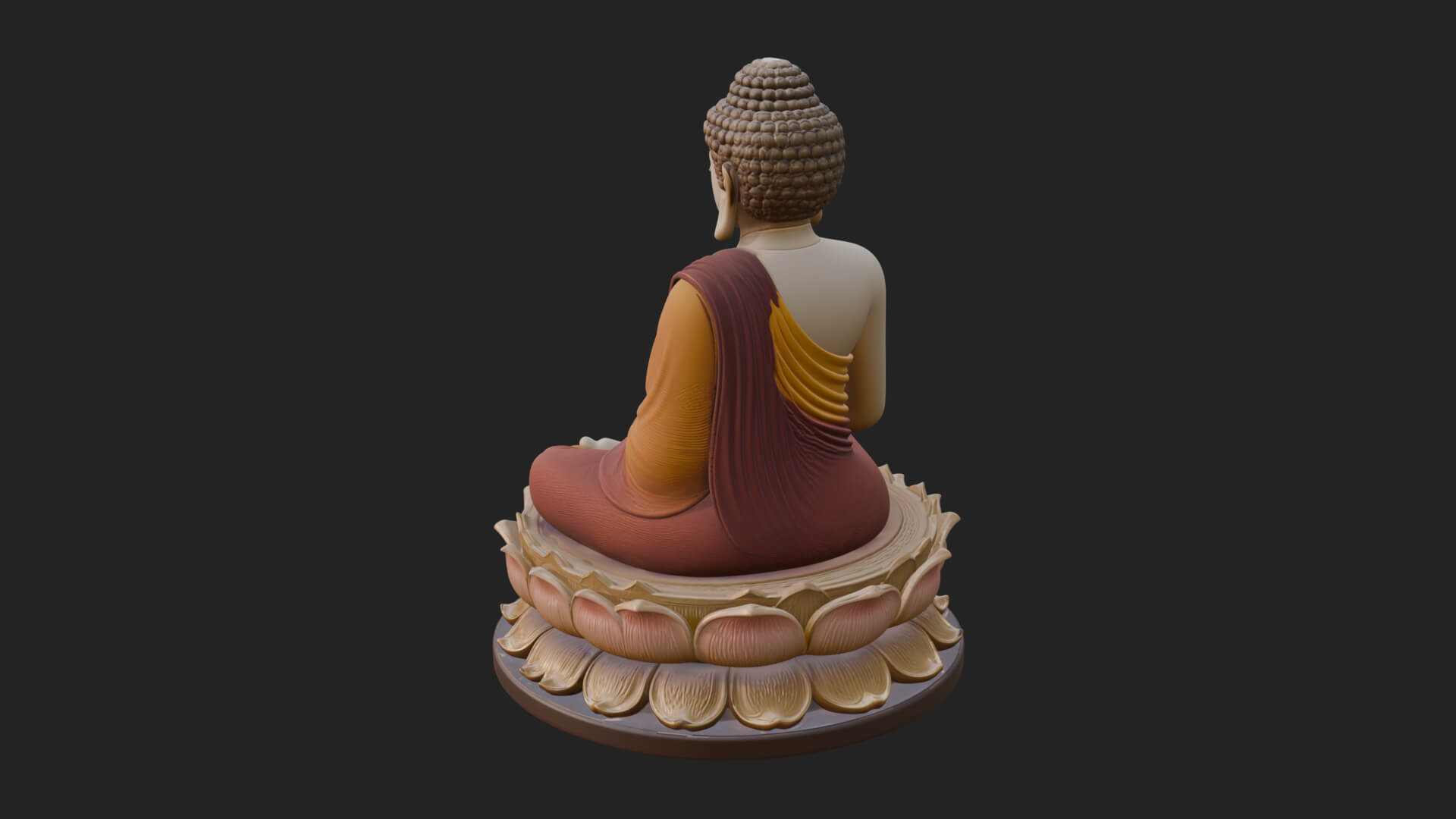 Seated Buddha on Lotus Statue Design 12 3D Print Model 3D Model