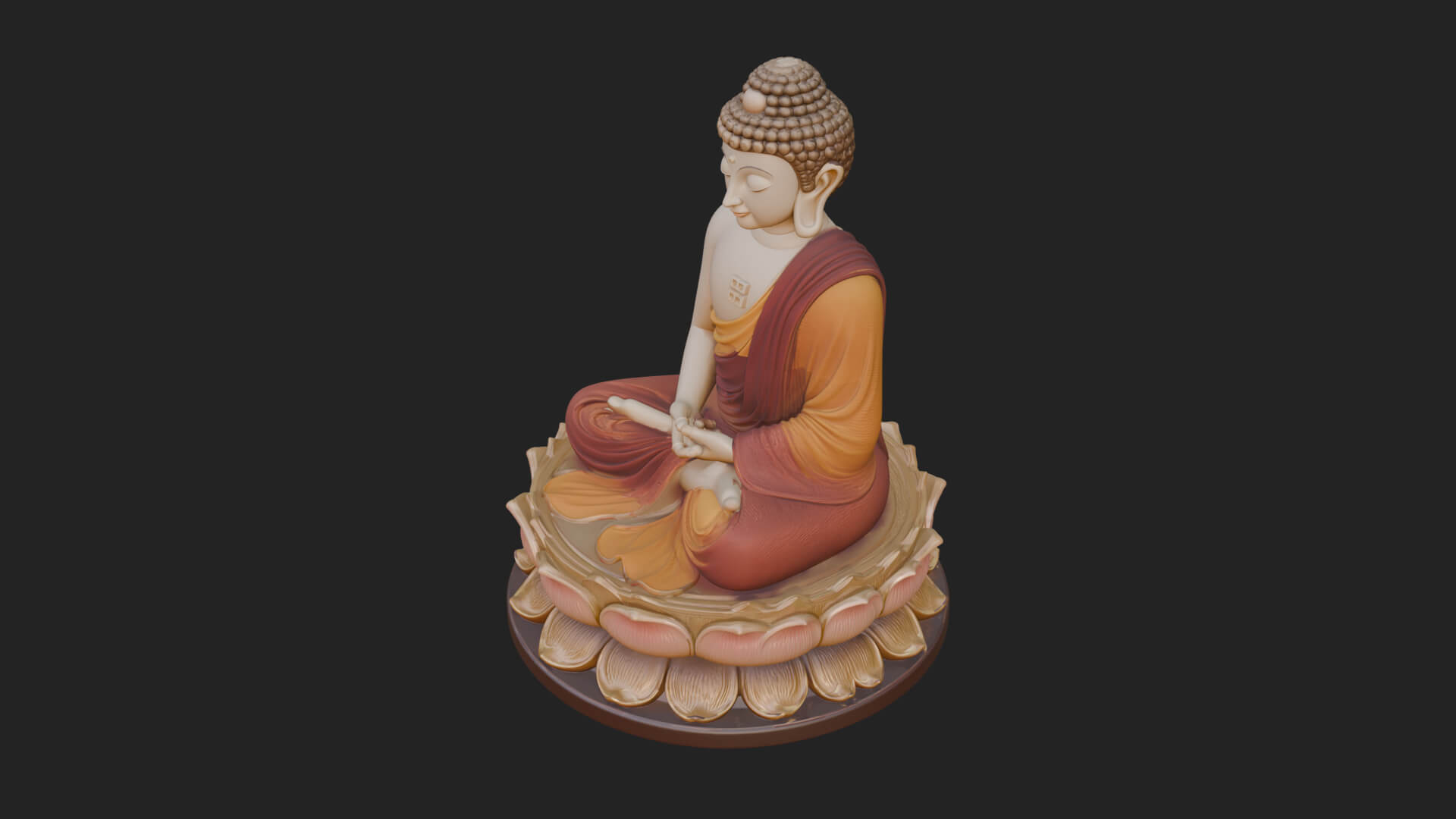 Seated Buddha on Lotus Statue Design 12 3D Print Model 3D Model