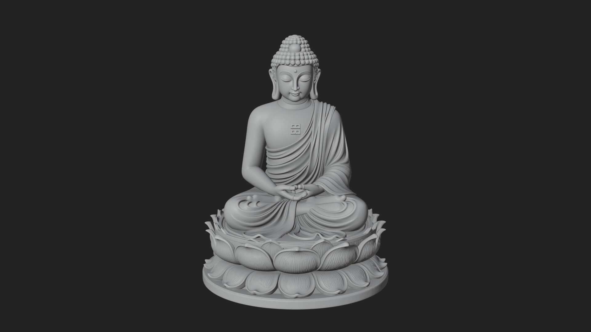 Seated Buddha on Lotus Statue Design 12 3D Print Model 3D Model