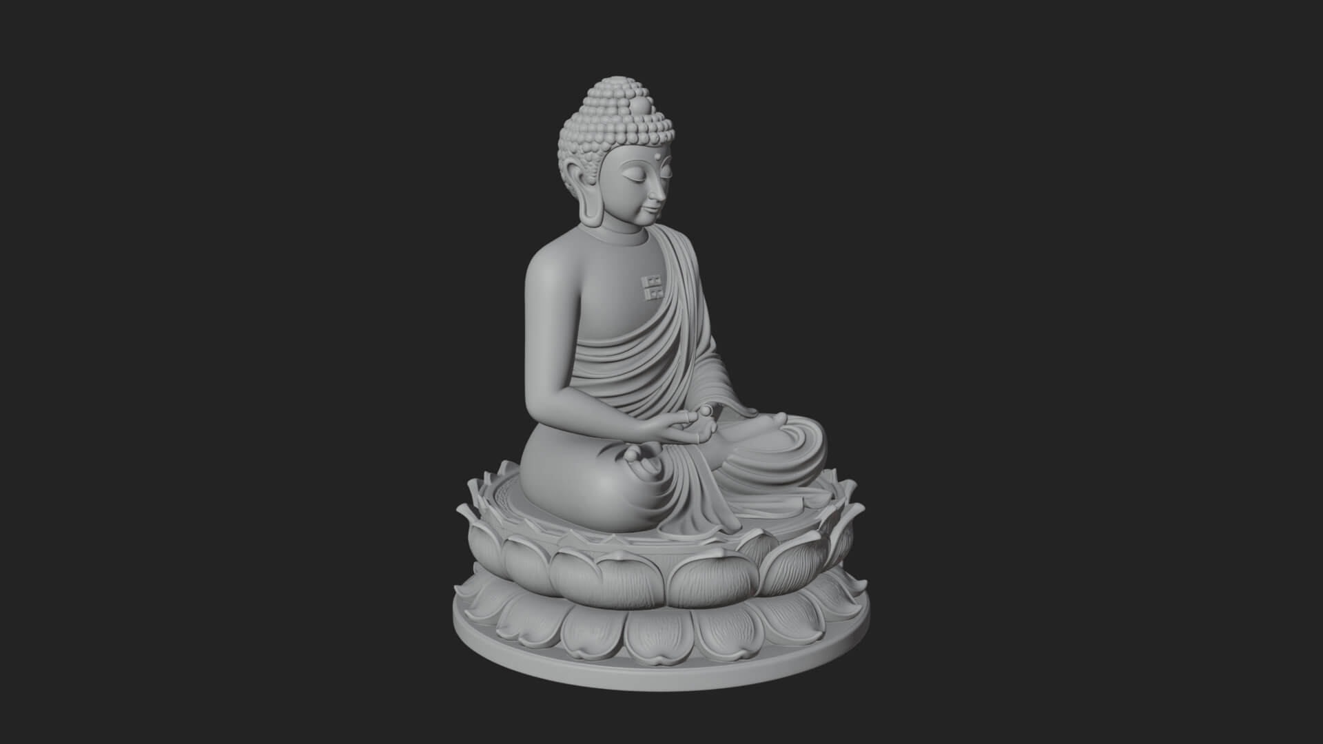 Seated Buddha on Lotus Statue Design 12 3D Print Model 3D Model