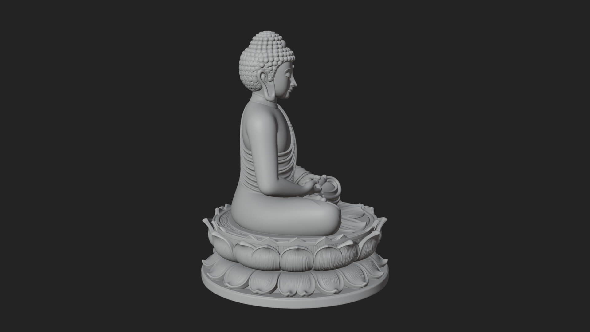 Seated Buddha on Lotus Statue Design 12 3D Print Model 3D Model
