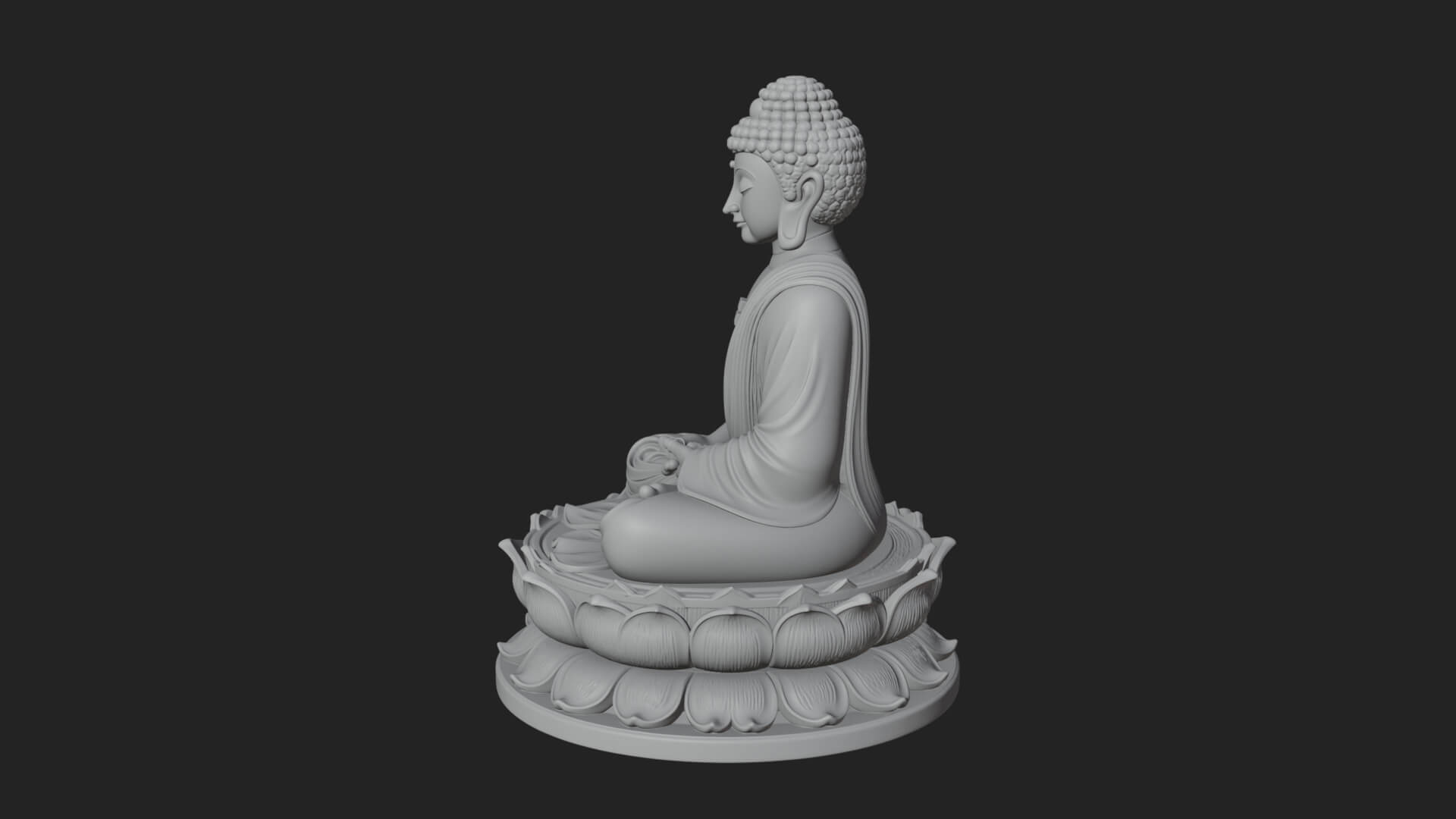 Seated Buddha on Lotus Statue Design 12 3D Print Model 3D Model
