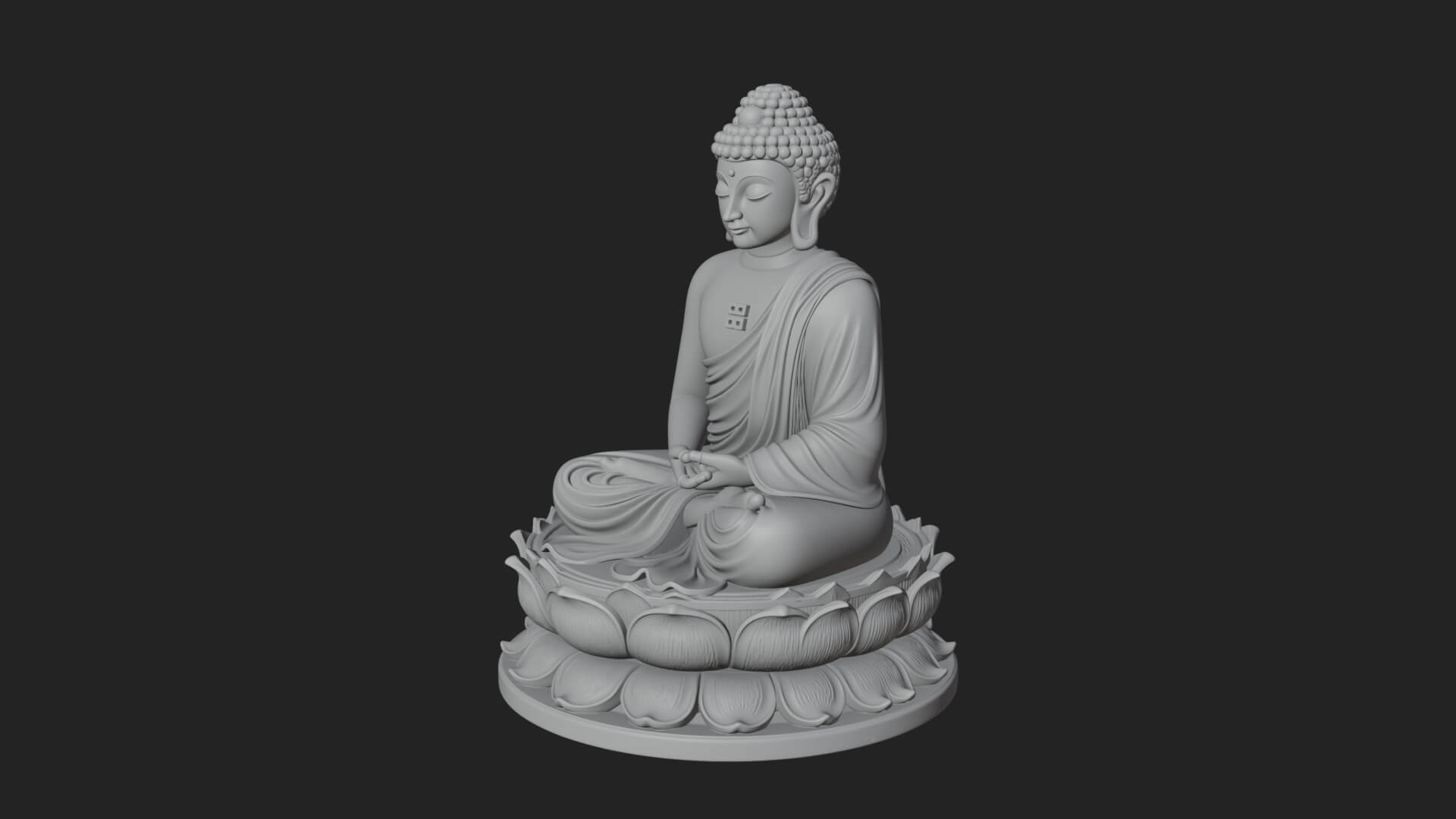 Seated Buddha on Lotus Statue Design 12 3D Print Model 3D Model