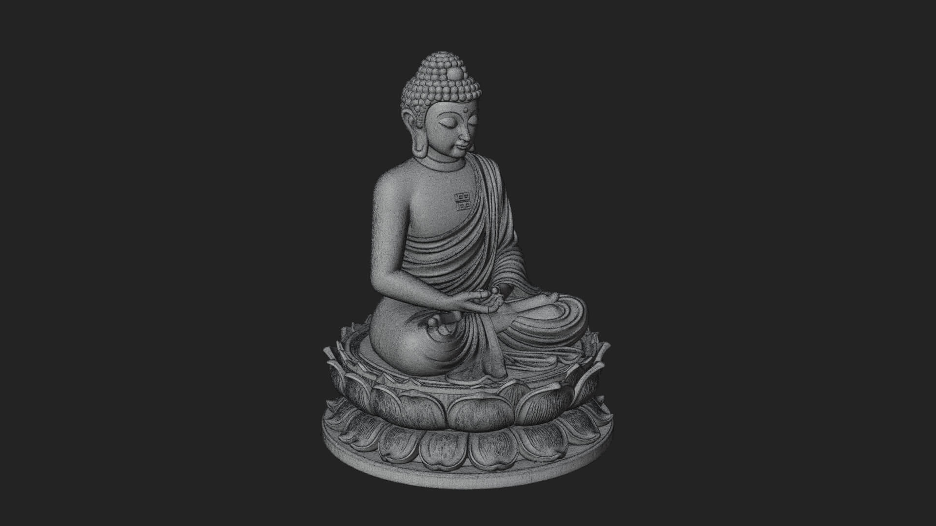 Seated Buddha on Lotus Statue Design 12 3D Print Model 3D Model