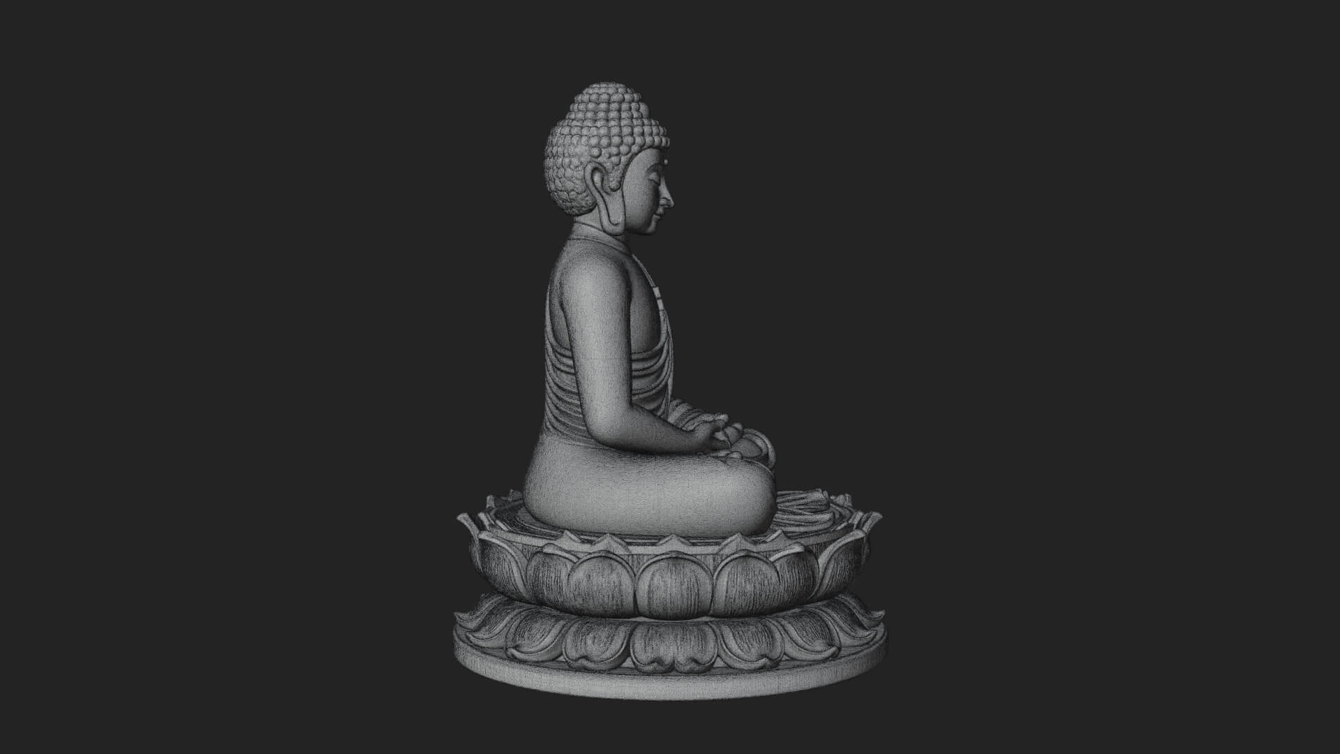 Seated Buddha on Lotus Statue Design 12 3D Print Model 3D Model