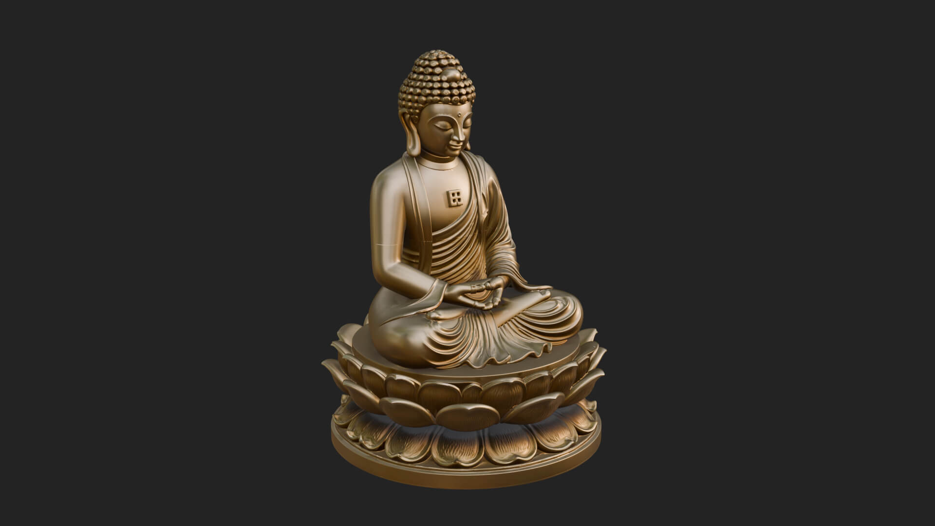 Seated Buddha on Lotus Statue Design 13 3D Print Model 3D Model