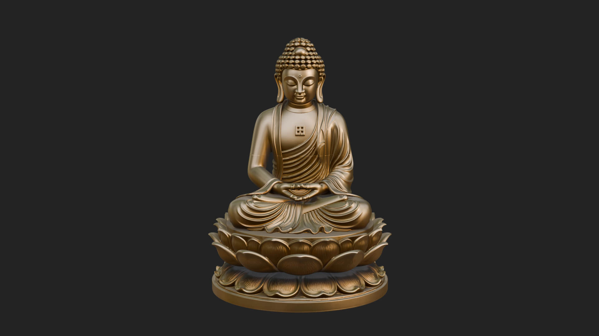Seated Buddha on Lotus Statue Design 13 3D Print Model 3D Model