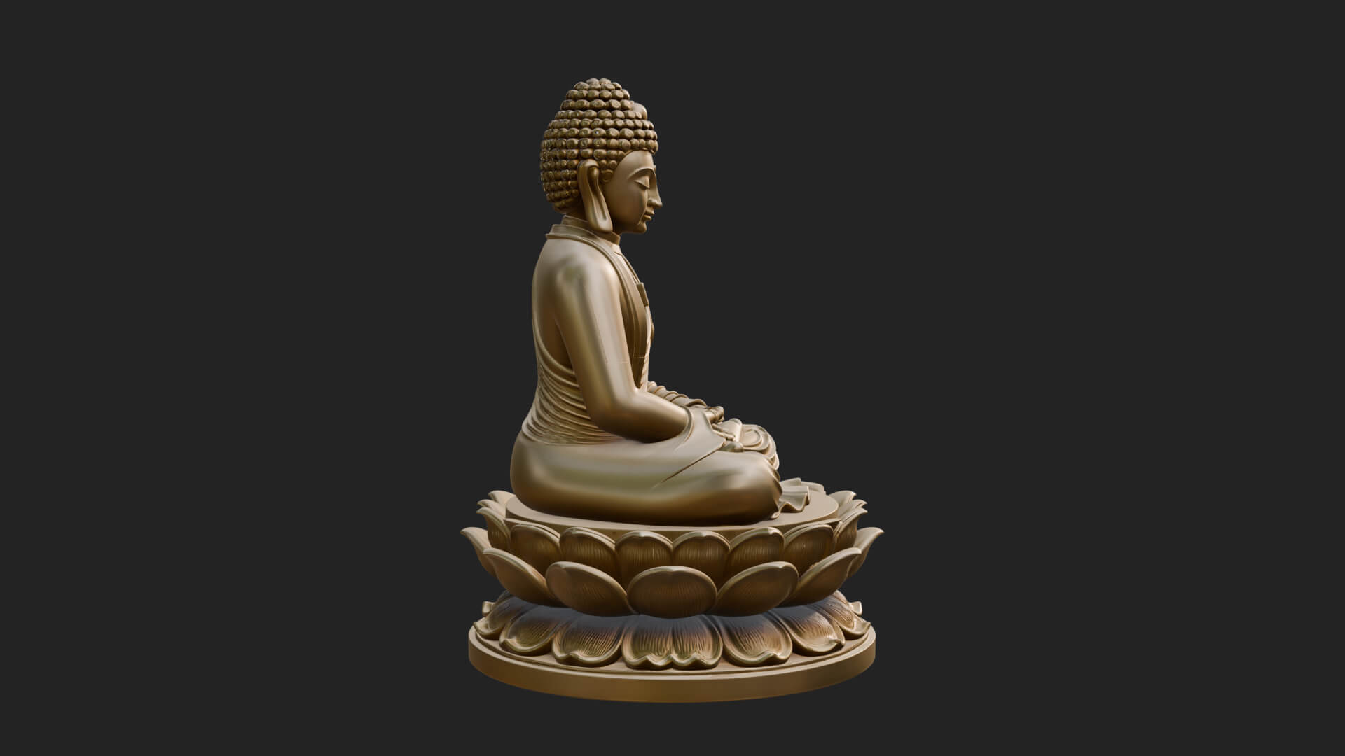 Seated Buddha on Lotus Statue Design 13 3D Print Model 3D Model