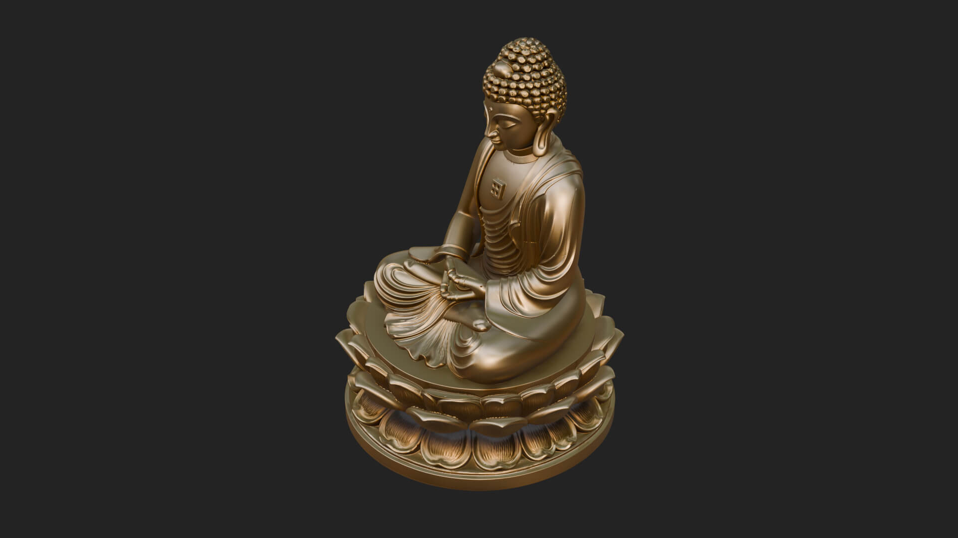 Seated Buddha on Lotus Statue Design 13 3D Print Model 3D Model